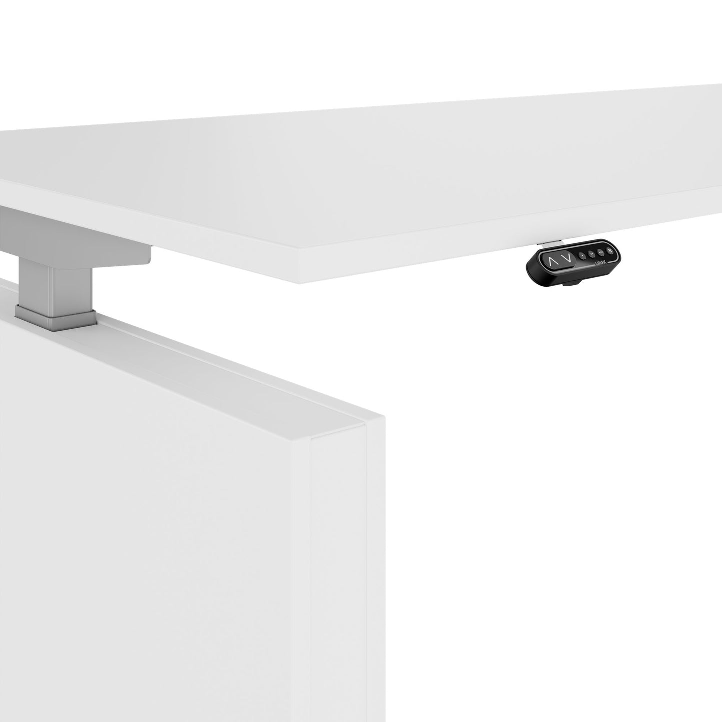 MOTION Desk a 2 motori con sideboard | Regolabile elettricamente in altezza, 2000 x 1800 mm, bianco
