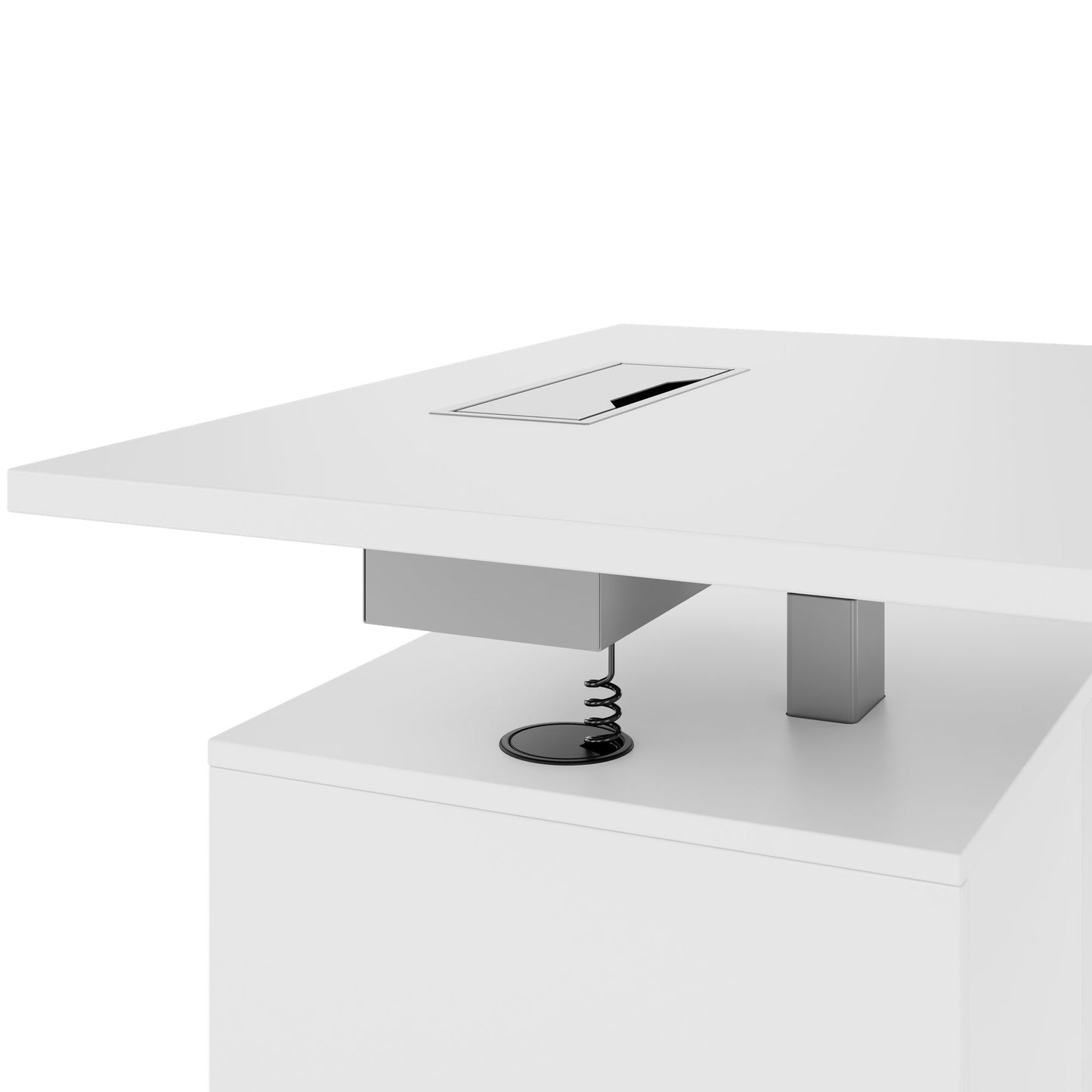 MOTION Desk a 2 motori con sideboard | Regolabile elettricamente in altezza, 2000 x 1800 mm, bianco