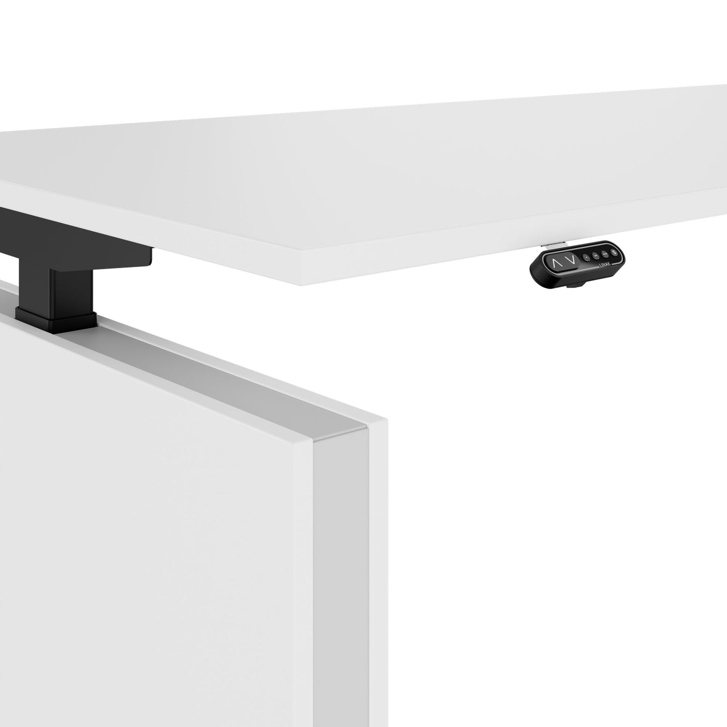 MOTION Desk a 2 motori con sideboard | Regolabile elettricamente in altezza, 2000 x 1800 mm, bianco
