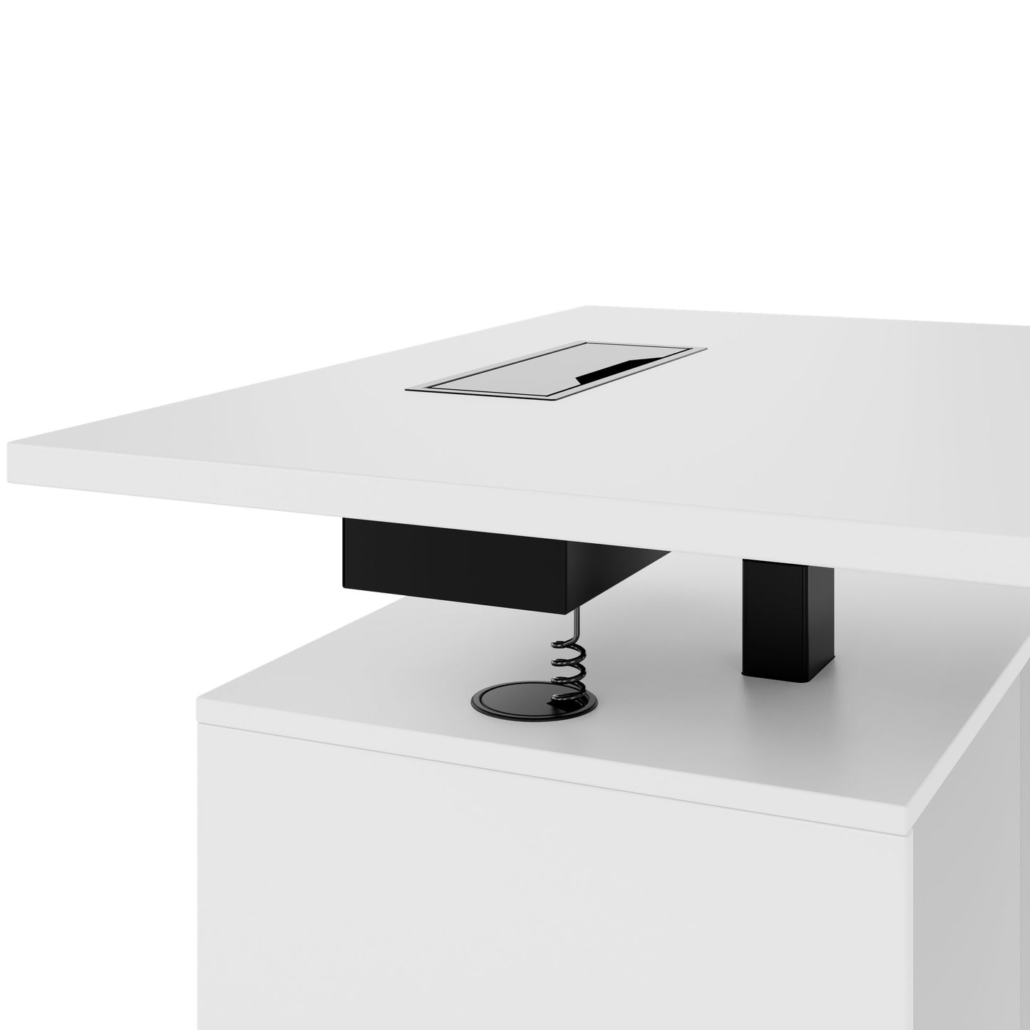 MOTION Desk a 2 motori con sideboard | Regolabile elettricamente in altezza, 2000 x 1800 mm, bianco
