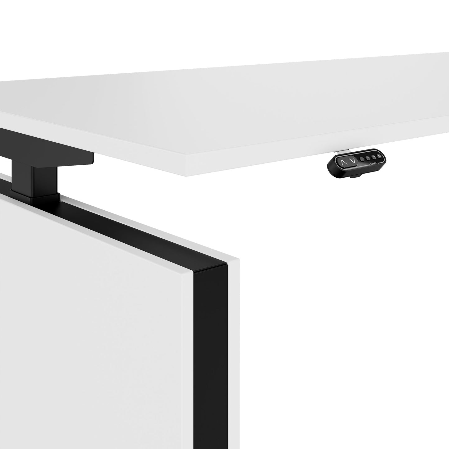 MOTION Desk a 2 motori con sideboard | Regolabile elettricamente in altezza, 2000 x 1800 mm, bianco