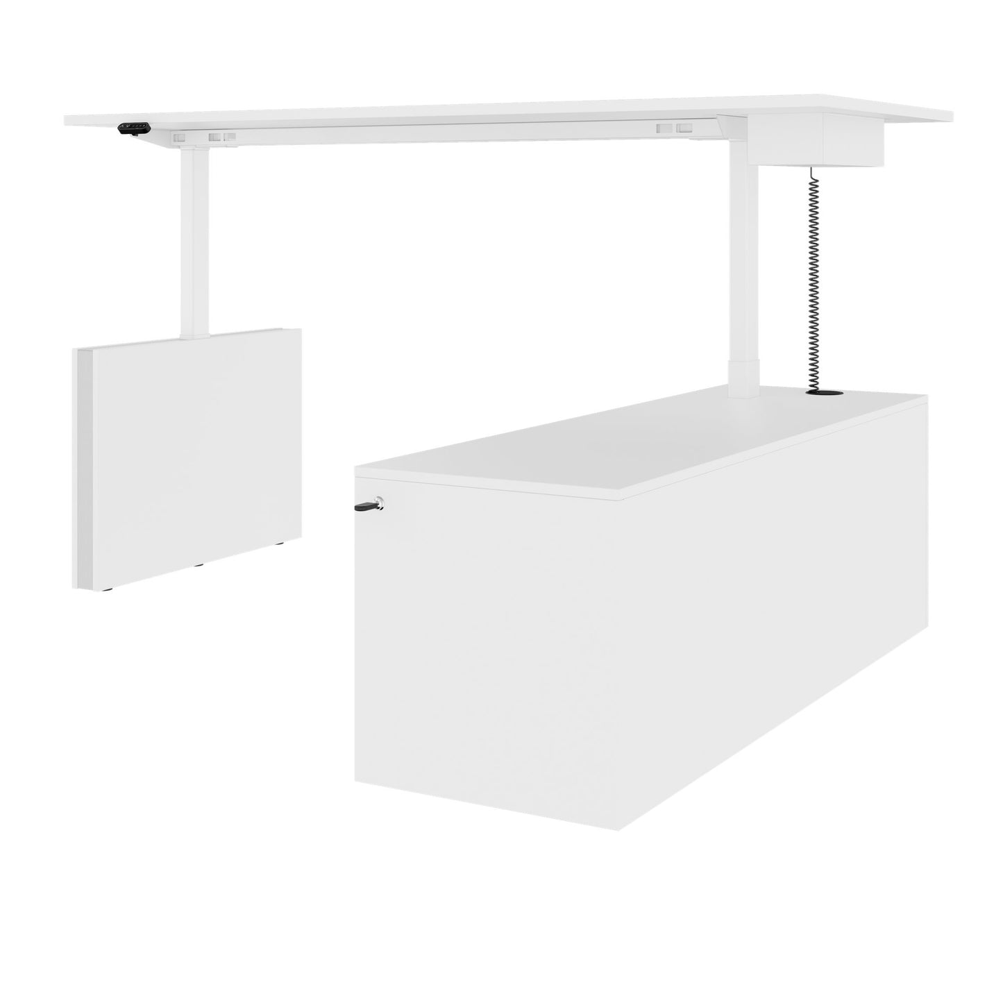MOTION Desk a 2 motori con sideboard | Regolabile elettricamente in altezza, 2000 x 1800 mm, bianco