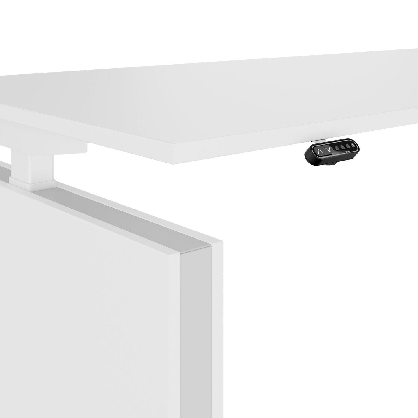 MOTION Desk a 2 motori con sideboard | Regolabile elettricamente in altezza, 2000 x 1800 mm, bianco