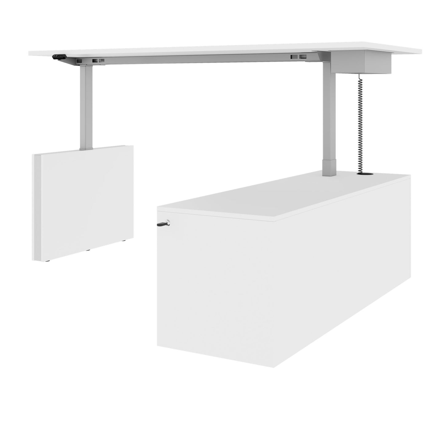 MOTION Desk a 2 motori con sideboard | Regolabile elettricamente in altezza, 2000 x 1800 mm, bianco