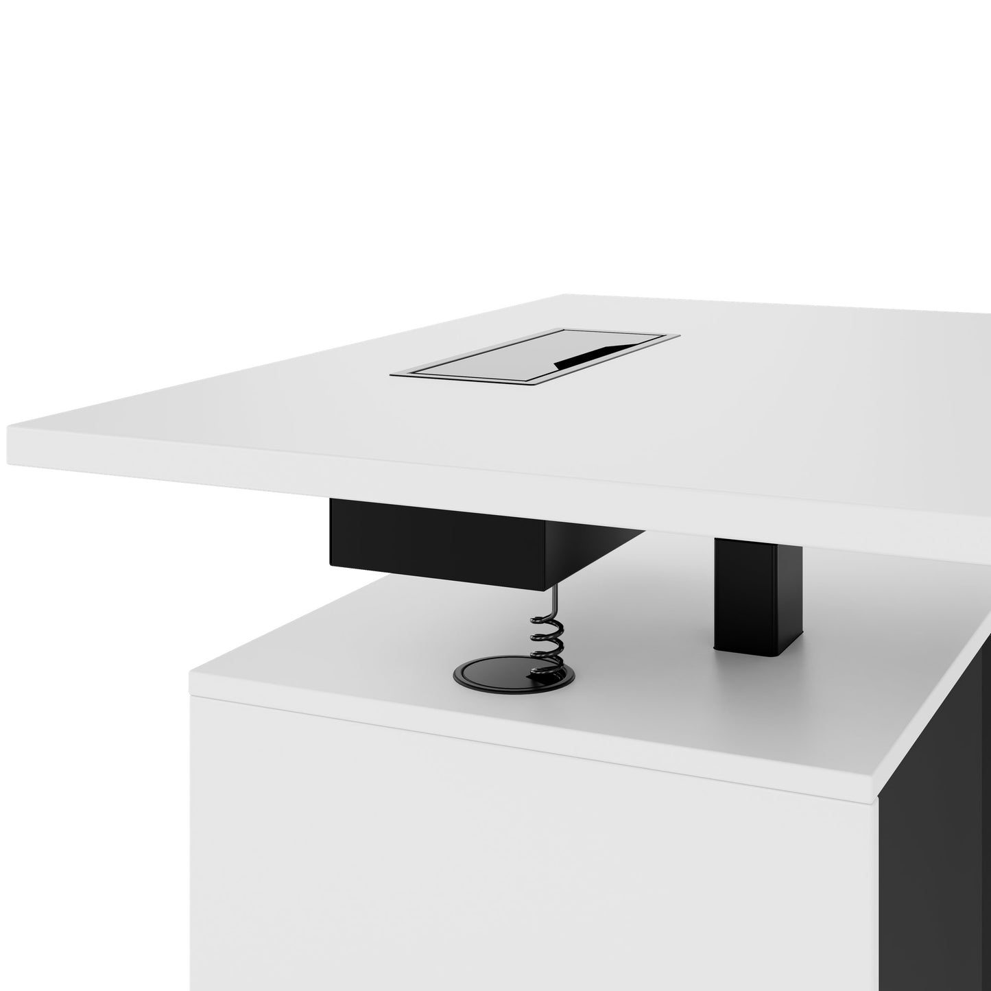 MOTION Desk a 2 motori con sideboard | Regolabile elettricamente in altezza, 2000 x 1800 mm, bianco