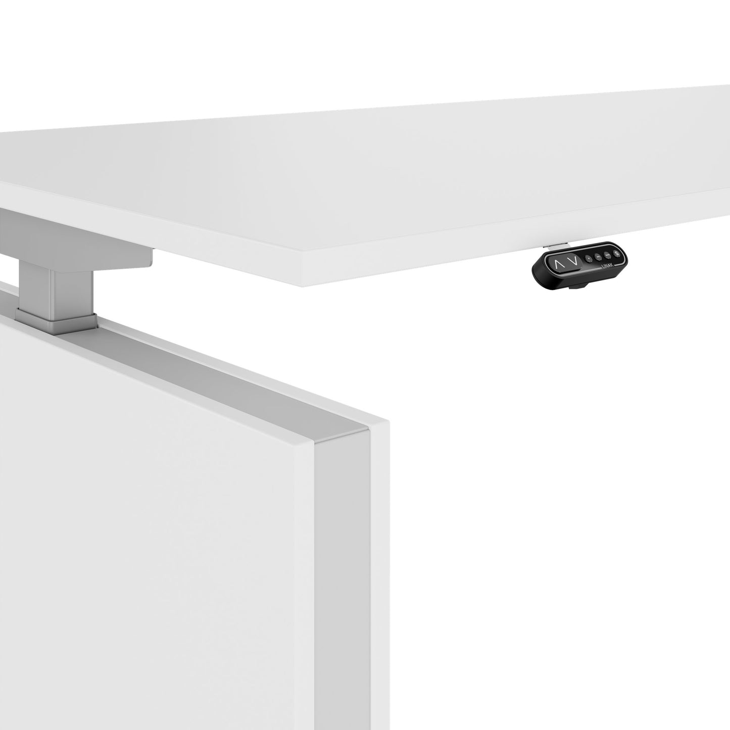 MOTION Desk a 2 motori con sideboard | Regolabile elettricamente in altezza, 2000 x 1800 mm, bianco