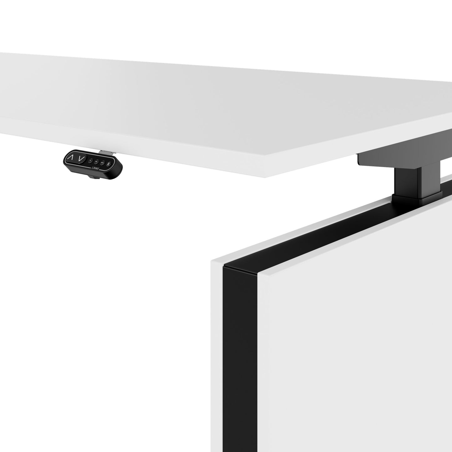 MOTION Desk a 2 motori con sideboard | Regolabile elettricamente in altezza, 2000 x 1800 mm, bianco