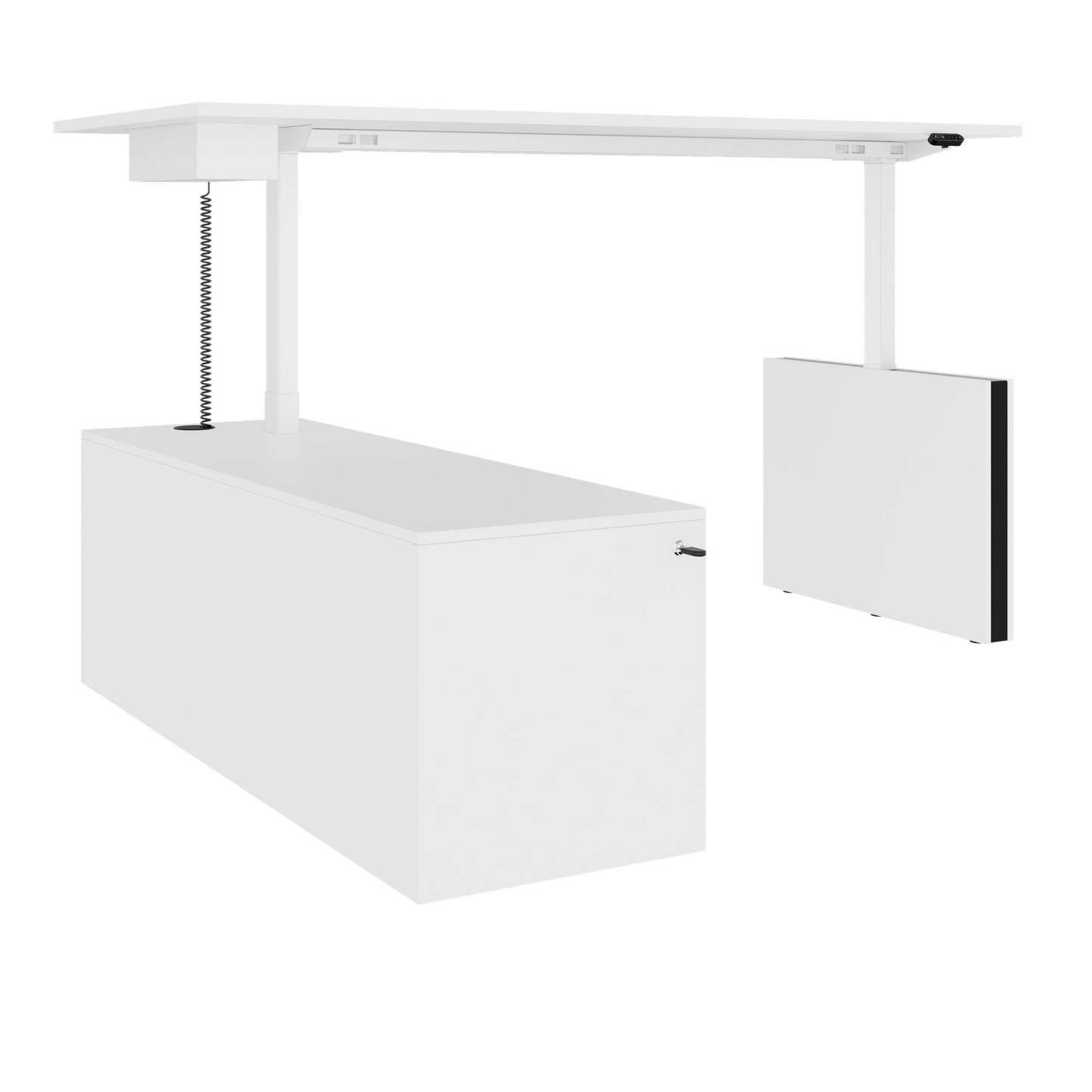 MOTION Desk a 2 motori con sideboard | Regolabile elettricamente in altezza, 2000 x 1800 mm, bianco