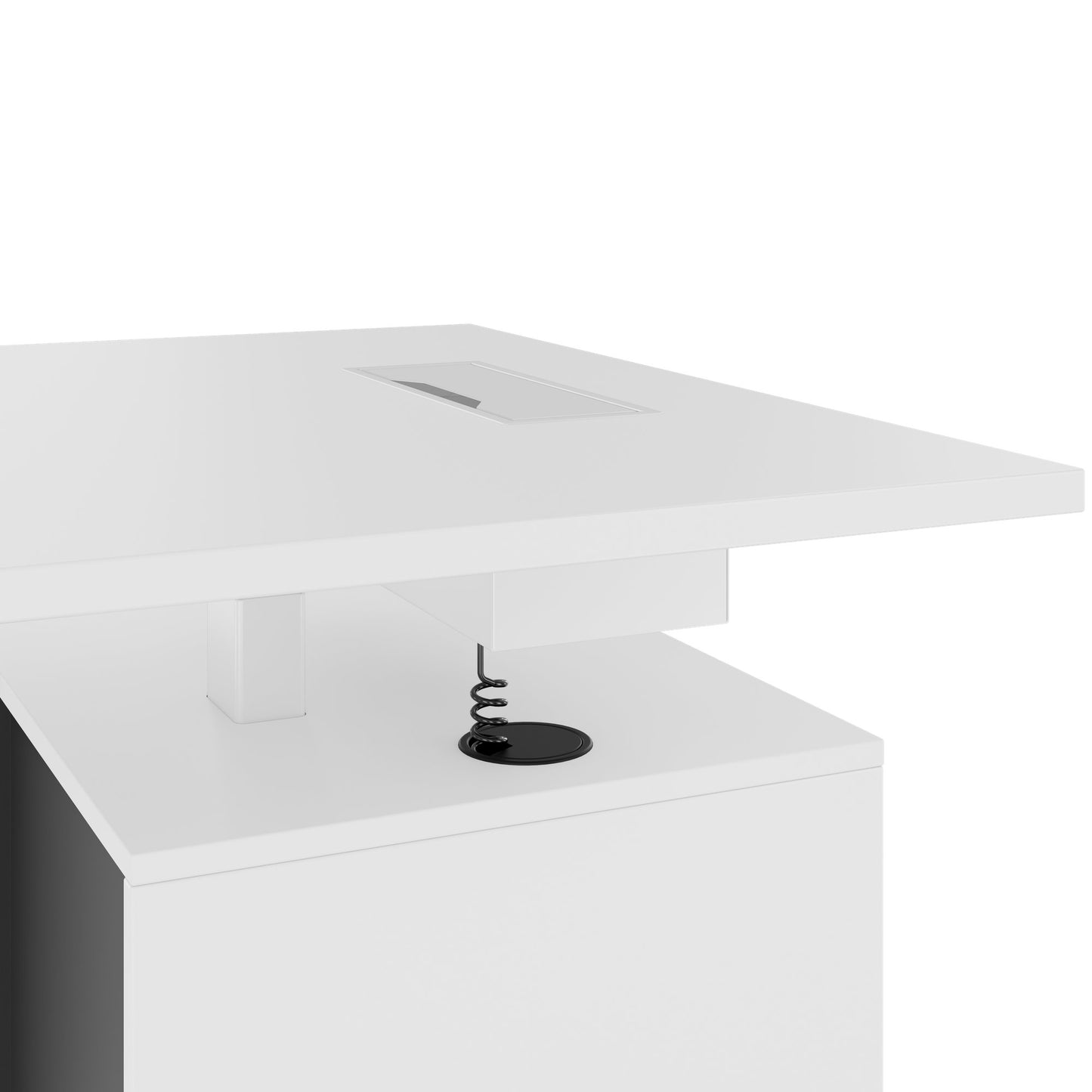 MOTION Desk a 2 motori con sideboard | Regolabile elettricamente in altezza, 2000 x 1800 mm, bianco
