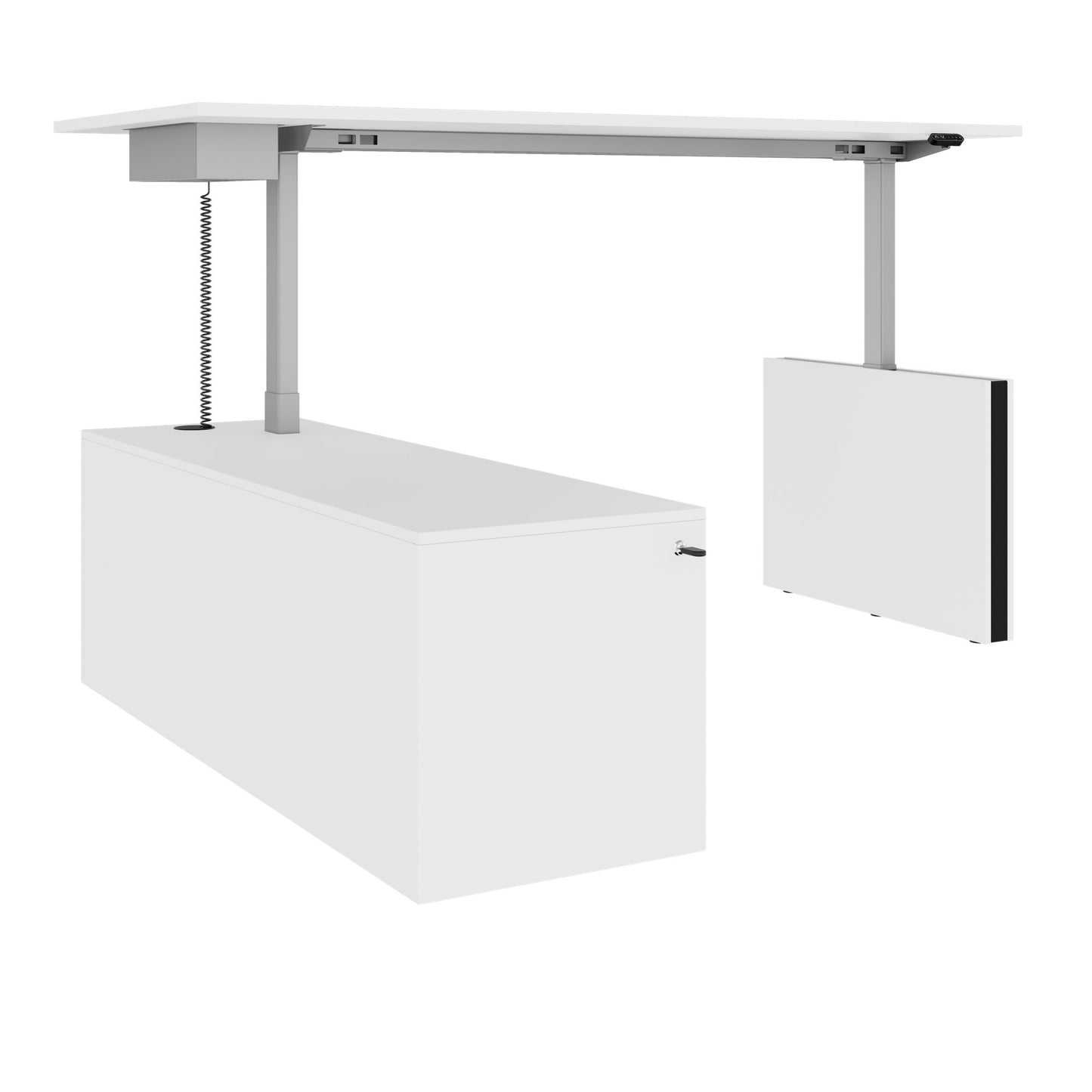 MOTION Desk a 2 motori con sideboard | Regolabile elettricamente in altezza, 2000 x 1800 mm, bianco