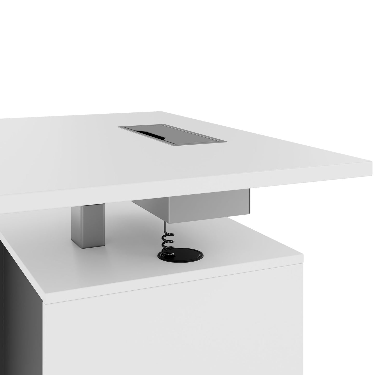 MOTION Desk a 2 motori con sideboard | Regolabile elettricamente in altezza, 2000 x 1800 mm, bianco