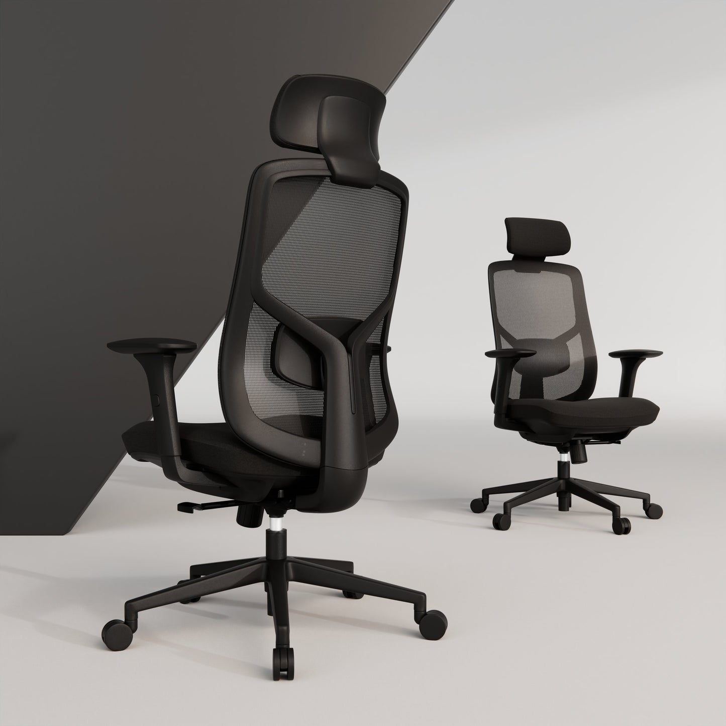 MOVE IT Bürodrehstuhl | Synchronmechanik, Kopfstütze, Schwarz