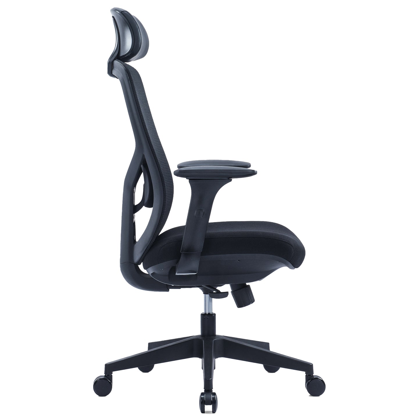 MOVE IT Bürodrehstuhl | Synchronmechanik, Kopfstütze, Schwarz