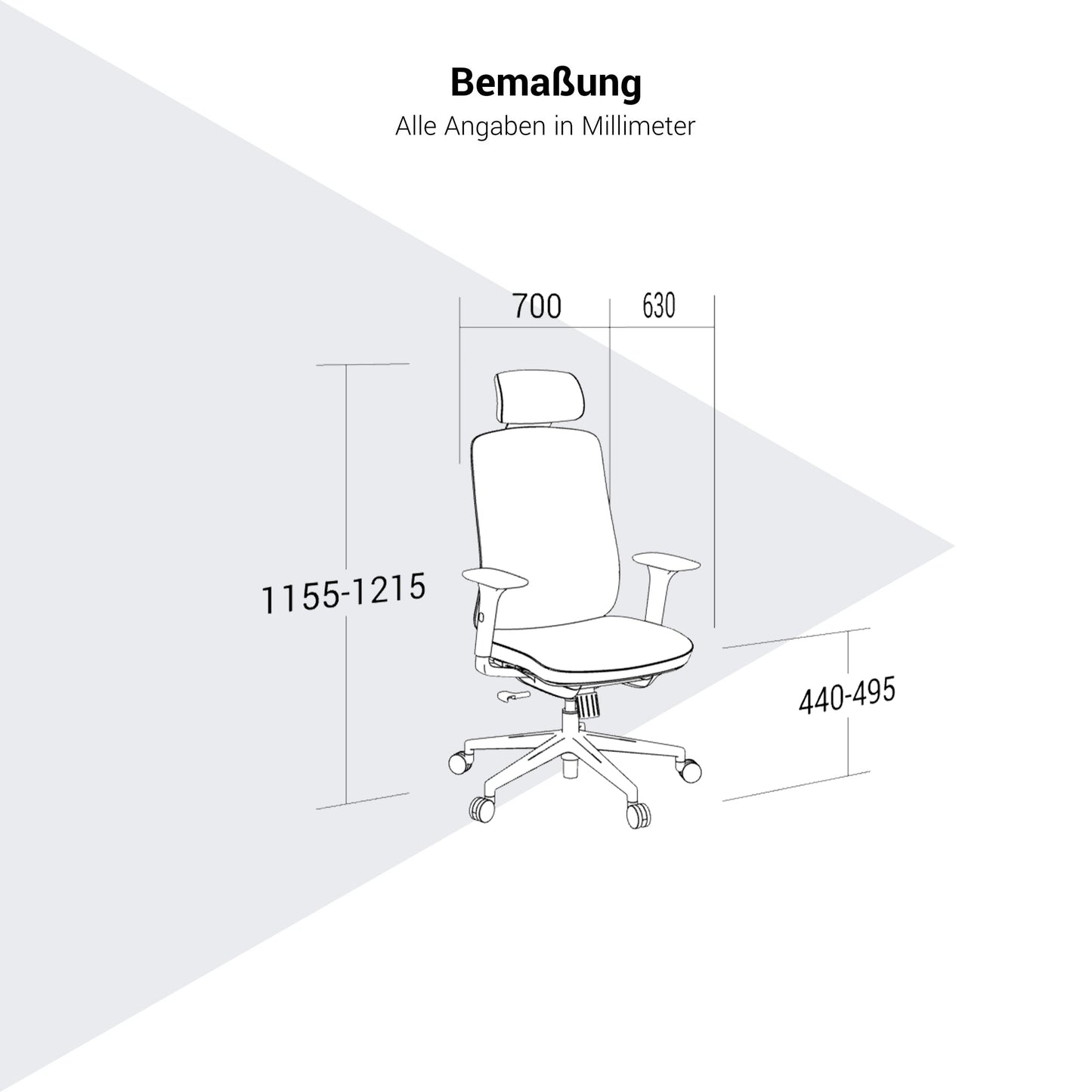 MOVE IT Bürodrehstuhl | Synchronmechanik, Kopfstütze, Schwarz