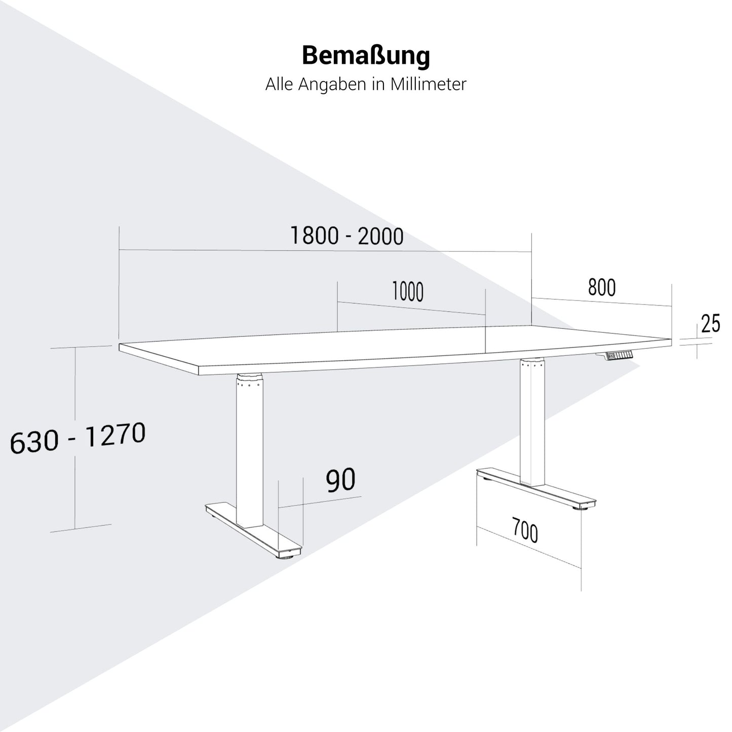 DRIVE 2-Motoren-Konferenztisch | Bootsform, 1800 - 2000 mm (6 - 8 Personen), elektrisch höhenverstellbar, Ahorn
