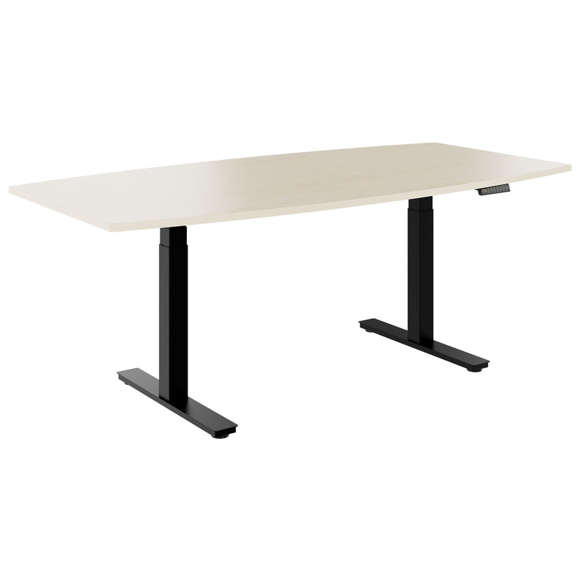 DRIVE 2-Motoren-Konferenztisch | Bootsform, 1800 - 2000 mm (6 - 8 Personen), elektrisch höhenverstellbar, Ahorn