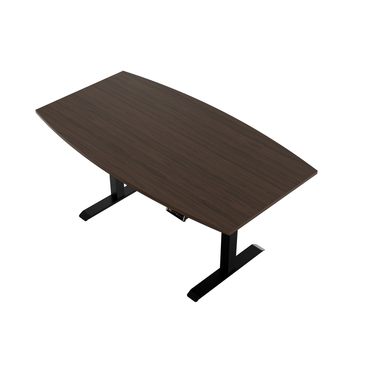 DRIVE 2 motor conference table | Boat shape, 1800 - 2400 mm (6 - 10 people), electrically height adjustable, cable flap optional, walnut