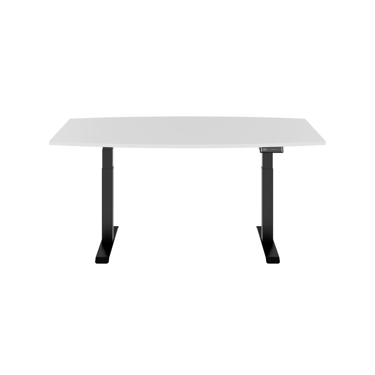 DRIVE 2 motor conference table | Boat shape, 1800 - 2400 mm (6 - 10 people), electrically height adjustable, cable flap optional, white