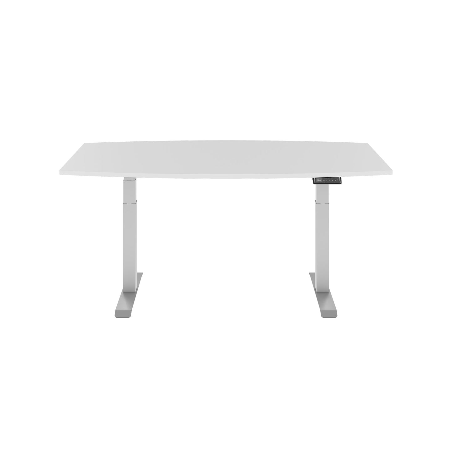 DRIVE 2 motor conference table | Boat shape, 1800 - 2400 mm (6 - 10 people), electrically height adjustable, cable flap optional, white