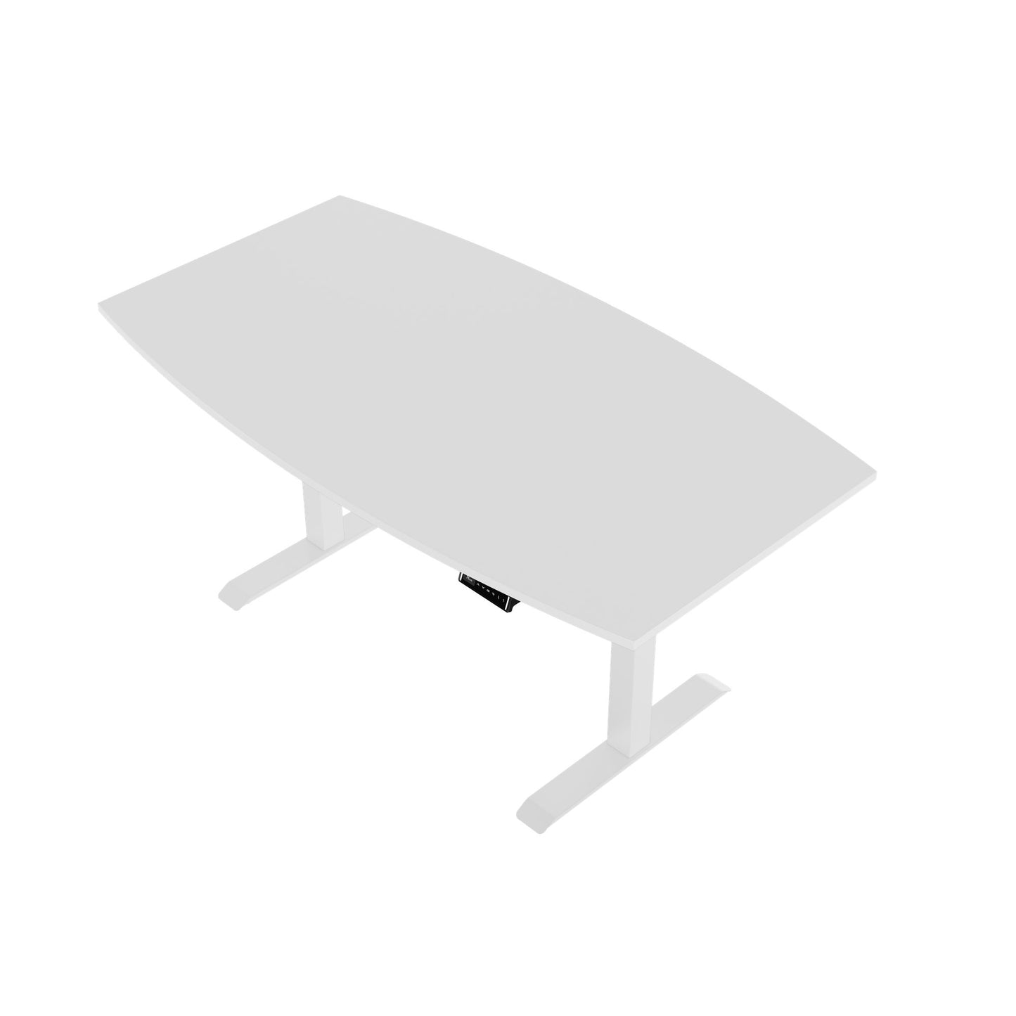 DRIVE 2 motor conference table | Boat shape, 1800 - 2400 mm (6 - 10 people), electrically height adjustable, cable flap optional, white