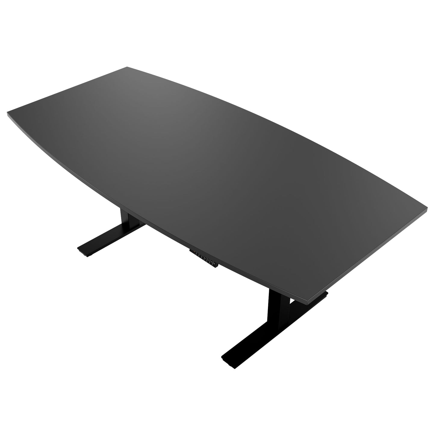 DRIVE 2 motor conference table | Boat shape, 1800 - 2400 mm (6 - 10 people), electrically height adjustable, cable flap optional, anthracite