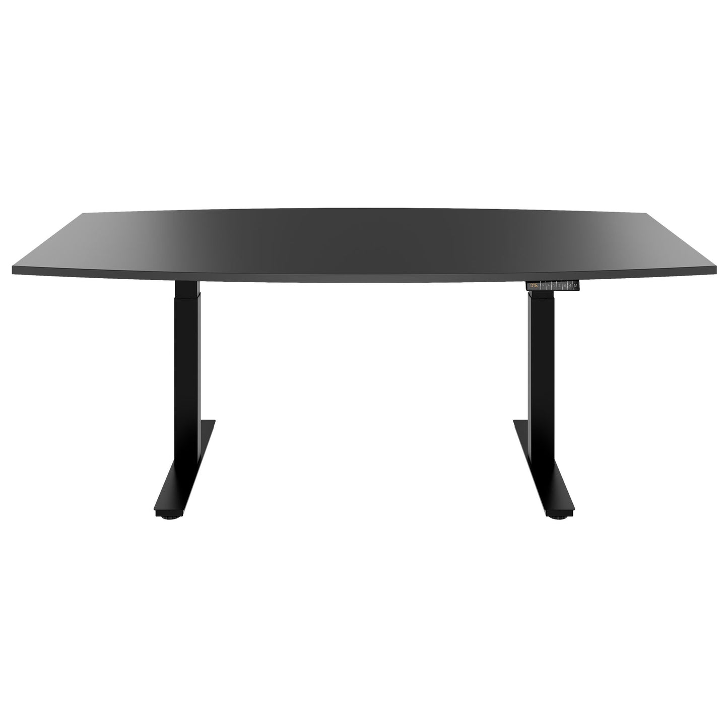 DRIVE 2 motor conference table | Boat shape, 1800 - 2400 mm (6 - 10 people), electrically height adjustable, cable flap optional, anthracite