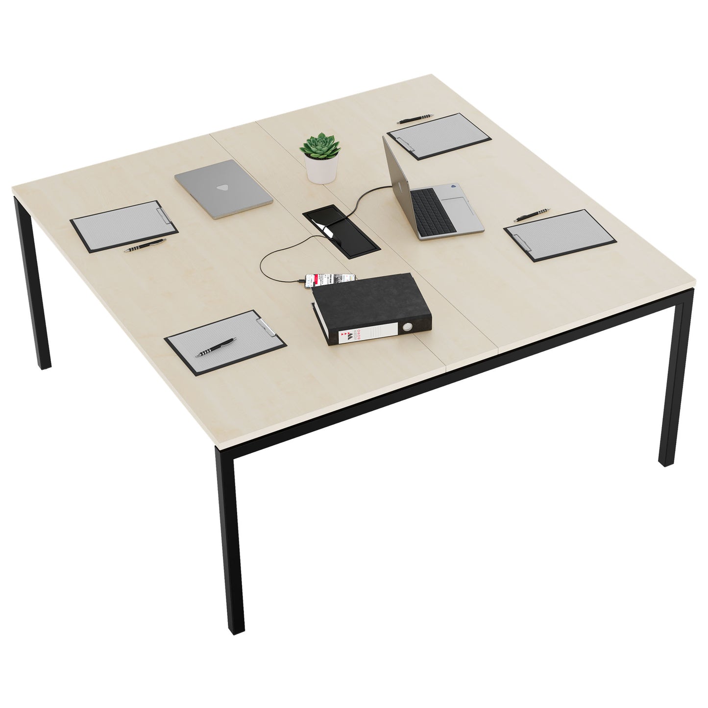 NOVA Conference table | 1600 x 1640 mm (6 - 8 people), electrified, maple