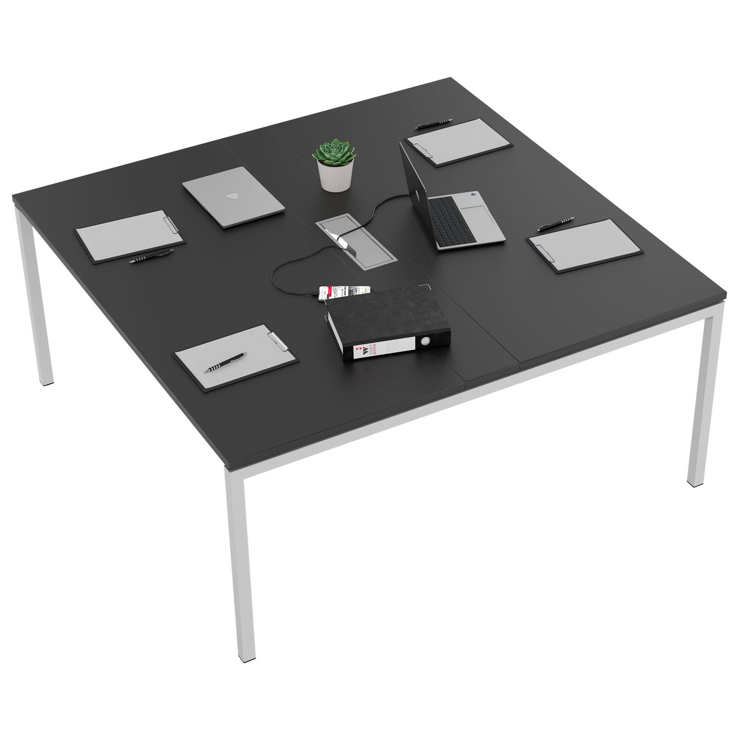 NOVA Konferenztisch | 1600 x 1640 mm (6 - 8 Personen), elektrifiziert, Anthrazit