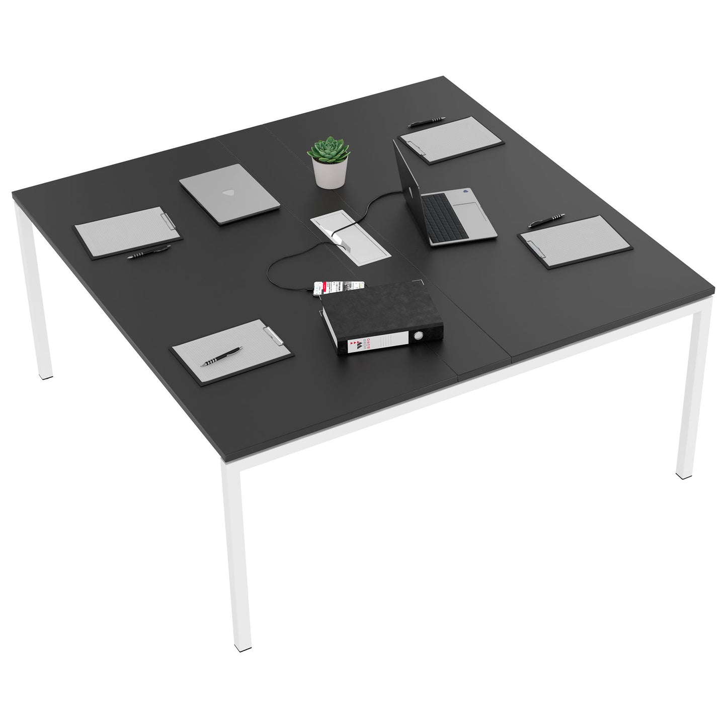 NOVA Konferenztisch | 1600 x 1640 mm (6 - 8 Personen), elektrifiziert, Anthrazit