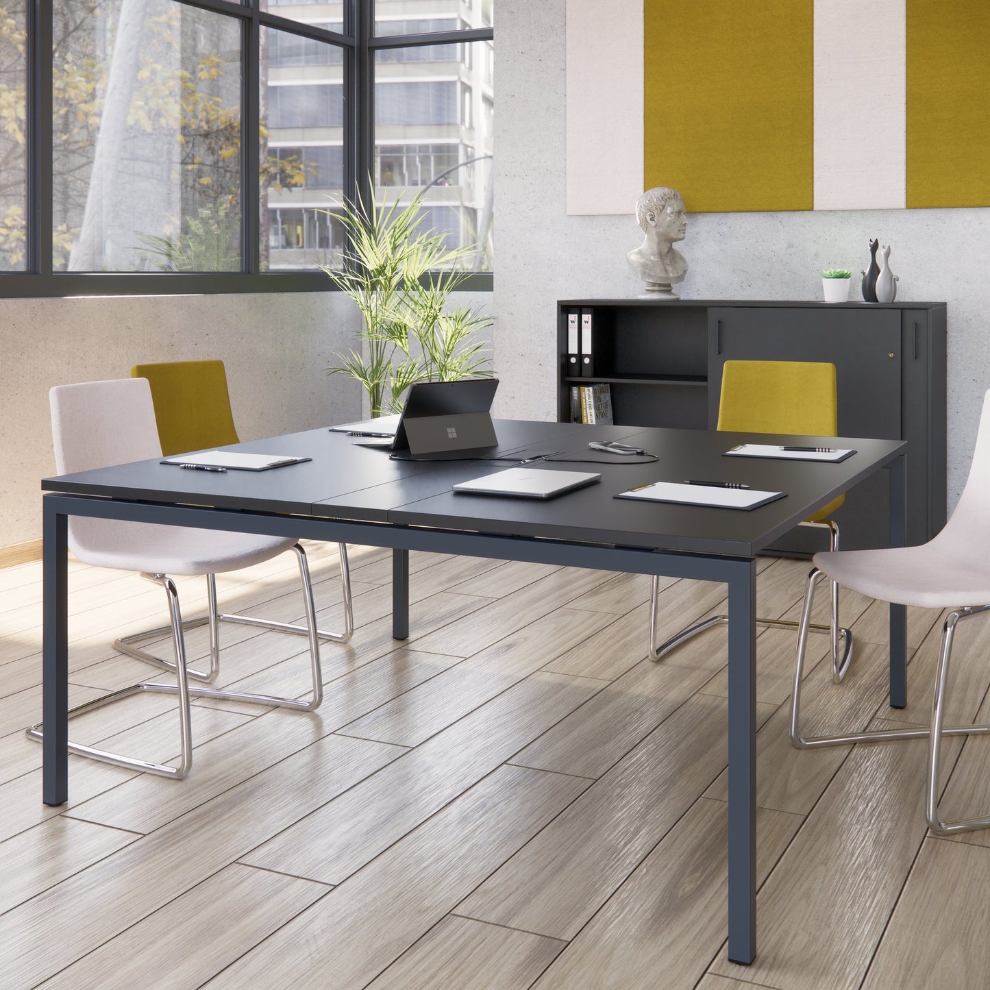 NOVA Conference table | 1600 x 1640 mm (6 - 8 people), electrified, anthracite