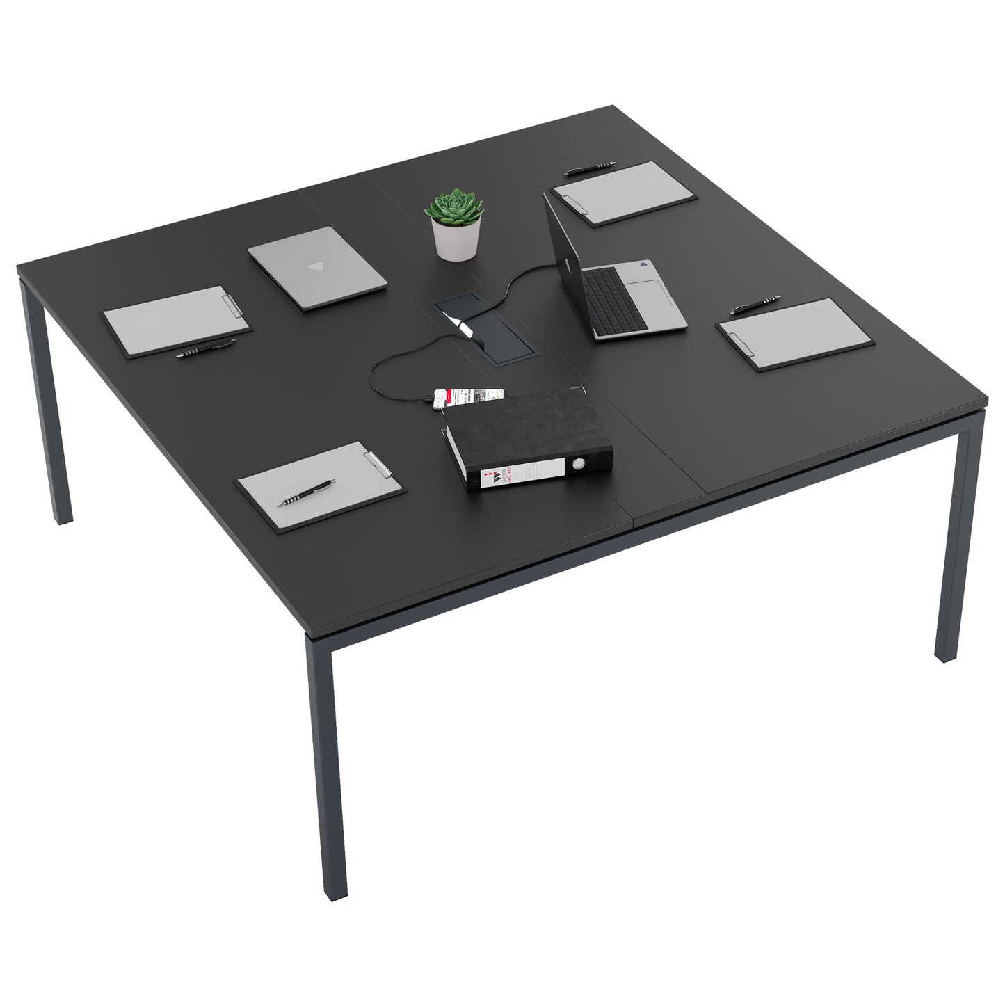NOVA Konferenztisch | 1600 x 1640 mm (6 - 8 Personen), elektrifiziert, Anthrazit