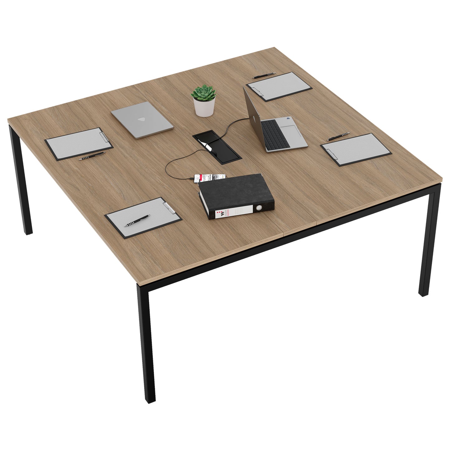 NOVA Conference table | 1600 x 1640 mm (6 - 8 people), electrified, amber oak