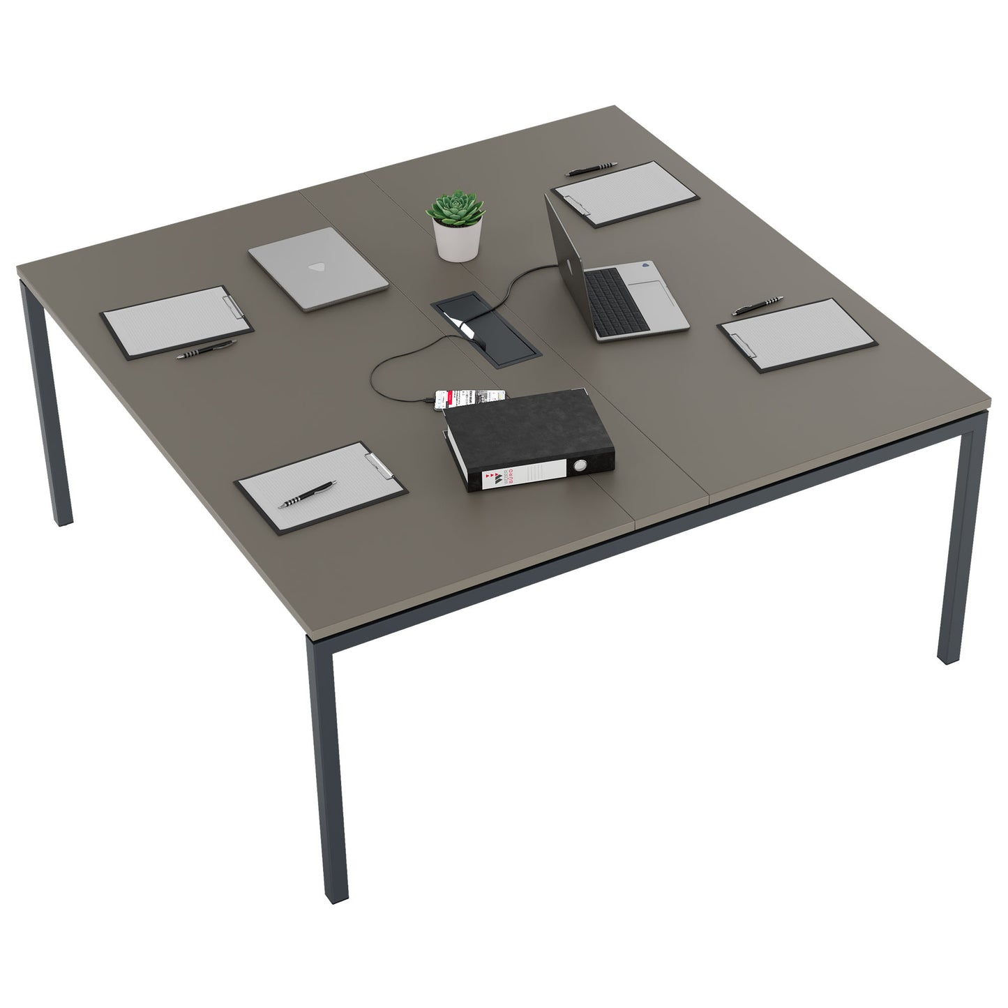 NOVA Konferenztisch | 1600 x 1640 mm (6 - 8 Personen), elektrifiziert, Cubanitgrau