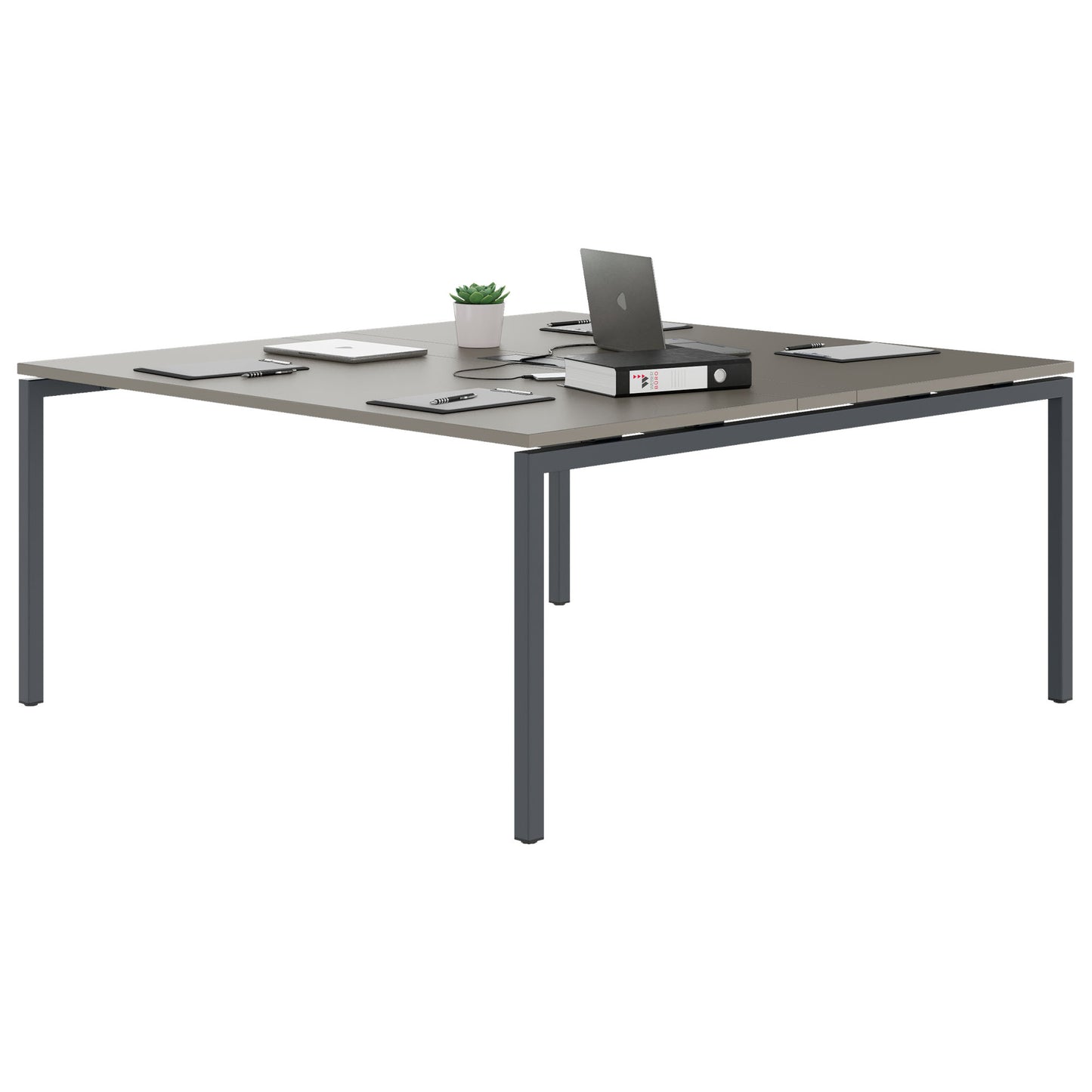 NOVA Konferenztisch | 1600 x 1640 mm (6 - 8 Personen), elektrifiziert, Cubanitgrau