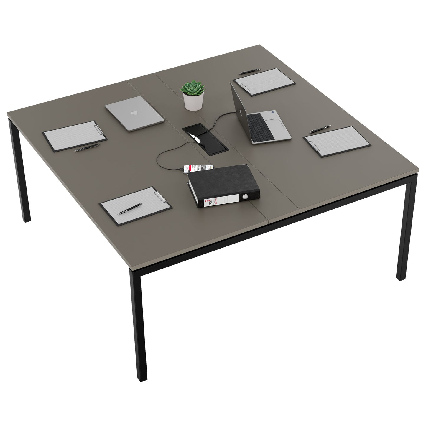 NOVA Konferenztisch | 1600 x 1640 mm (6 - 8 Personen), elektrifiziert, Cubanitgrau