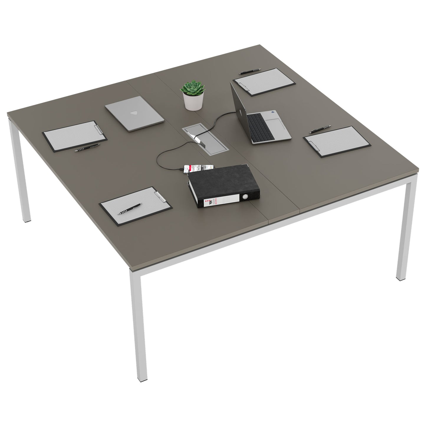 NOVA Konferenztisch | 1600 x 1640 mm (6 - 8 Personen), elektrifiziert, Cubanitgrau