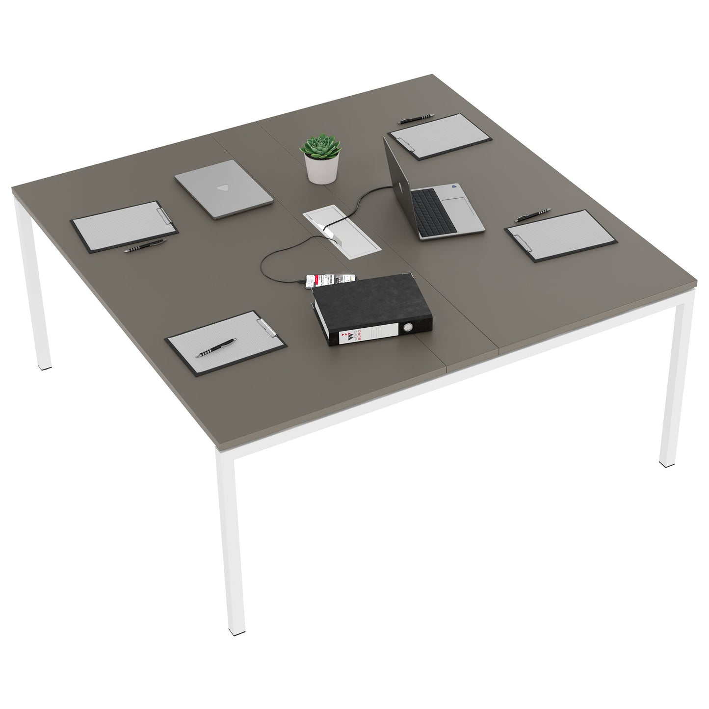 NOVA Konferenztisch | 1600 x 1640 mm (6 - 8 Personen), elektrifiziert, Cubanitgrau