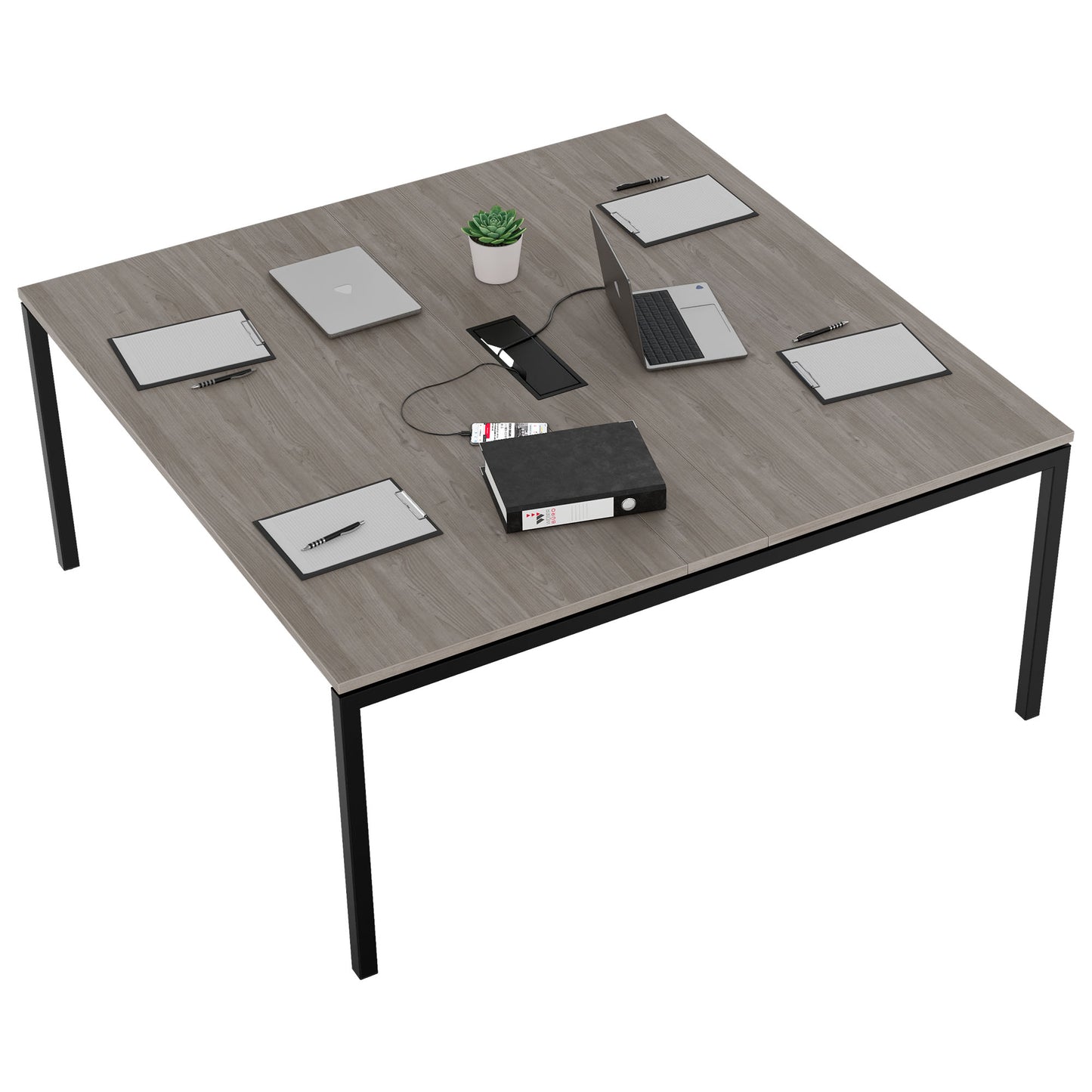 NOVA Konferenztisch | 1600 x 1640 mm (6 - 8 Personen), elektrifiziert, Nordeiche grau