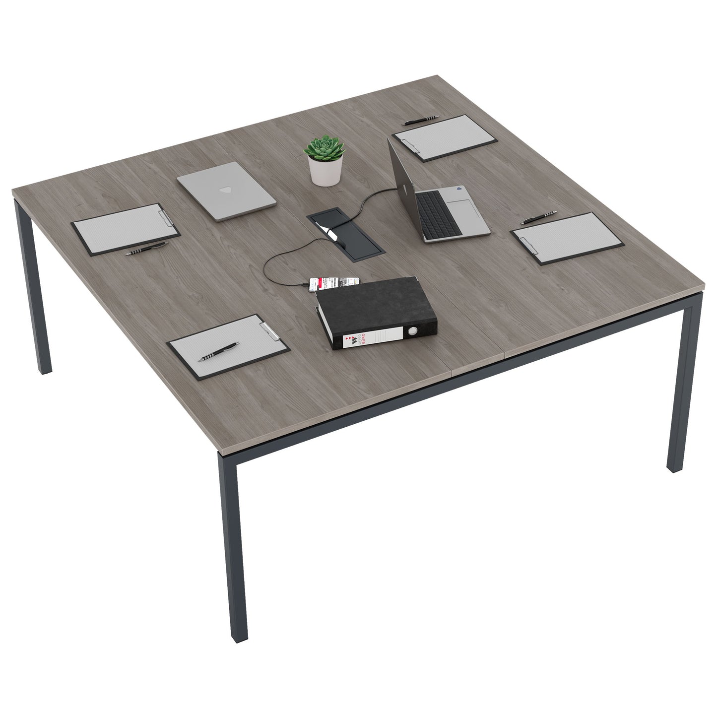 NOVA Konferenztisch | 1600 x 1640 mm (6 - 8 Personen), elektrifiziert, Nordeiche grau