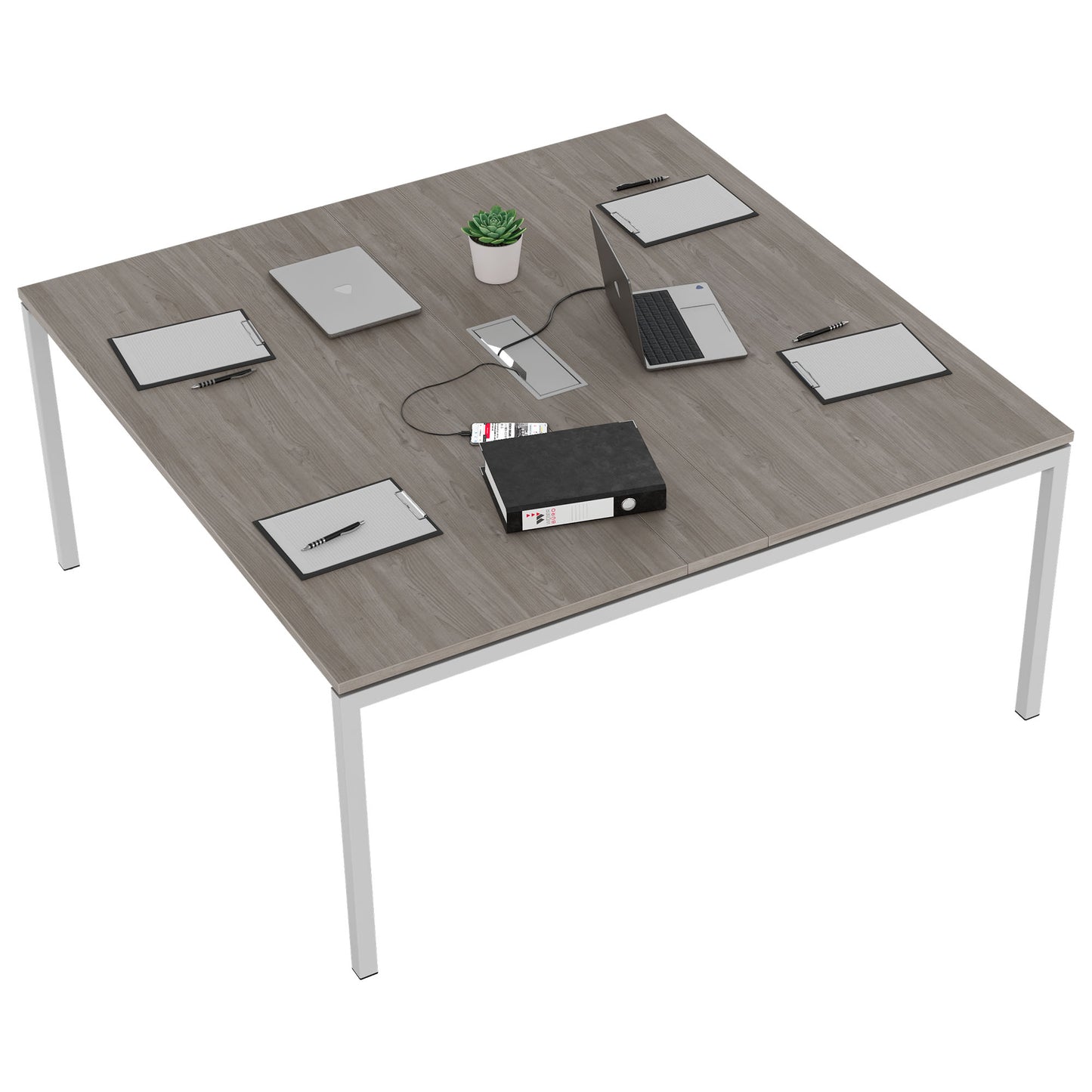 NOVA Konferenztisch | 1600 x 1640 mm (6 - 8 Personen), elektrifiziert, Nordeiche grau