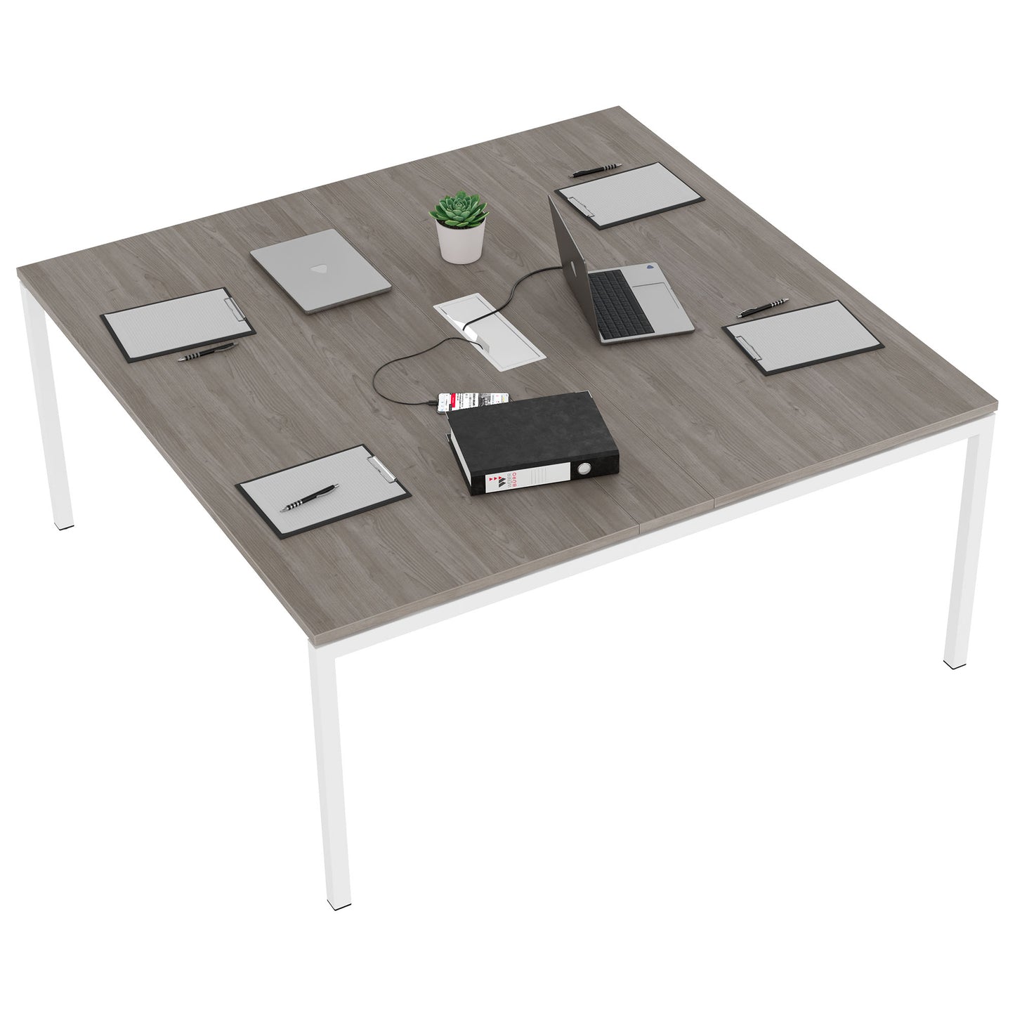 NOVA Konferenztisch | 1600 x 1640 mm (6 - 8 Personen), elektrifiziert, Nordeiche grau