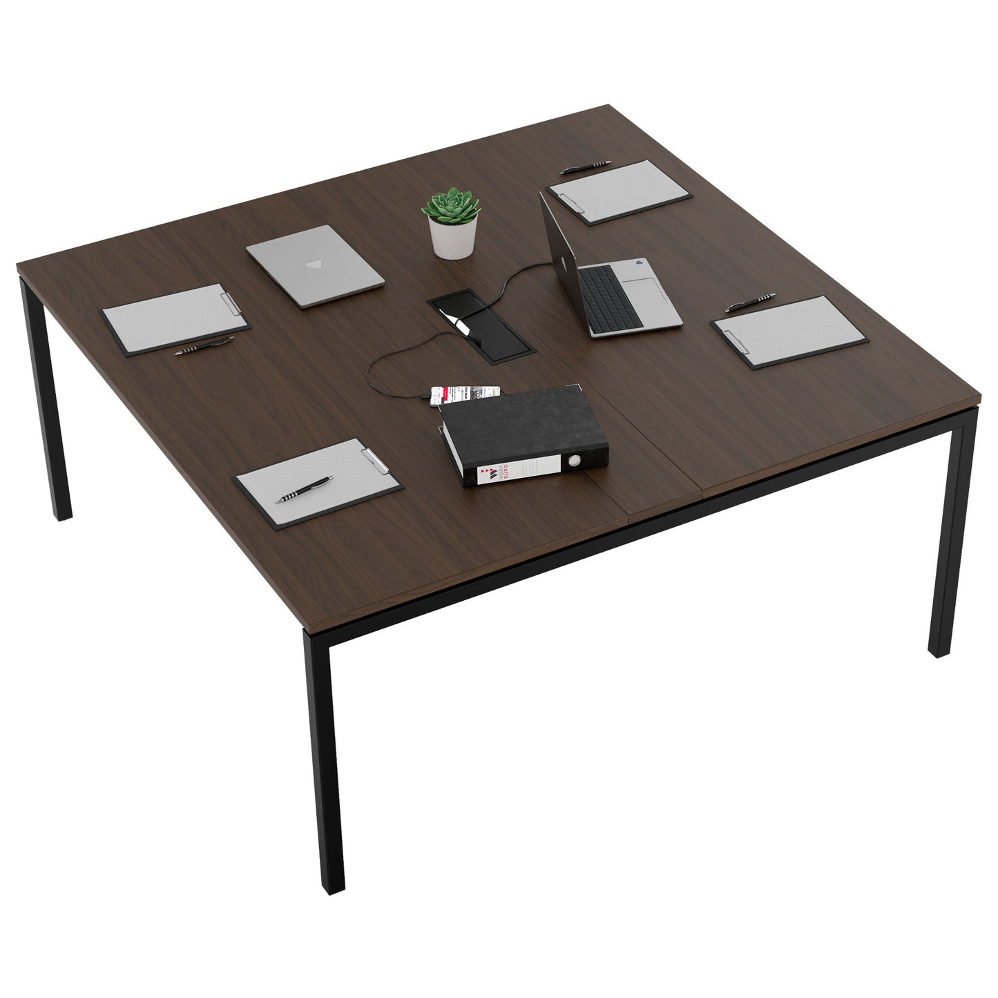 NOVA Konferenztisch | 1600 x 1640 mm (6 - 8 Personen), elektrifiziert, Nussbaum