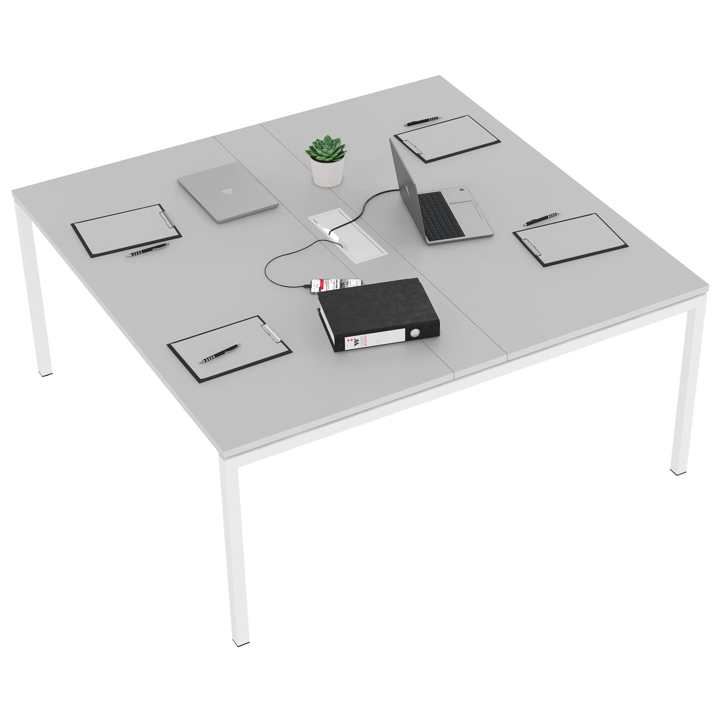 NOVA Konferenztisch | 1600 x 1640 mm (6 - 8 Personen), elektrifiziert, Perlgrau