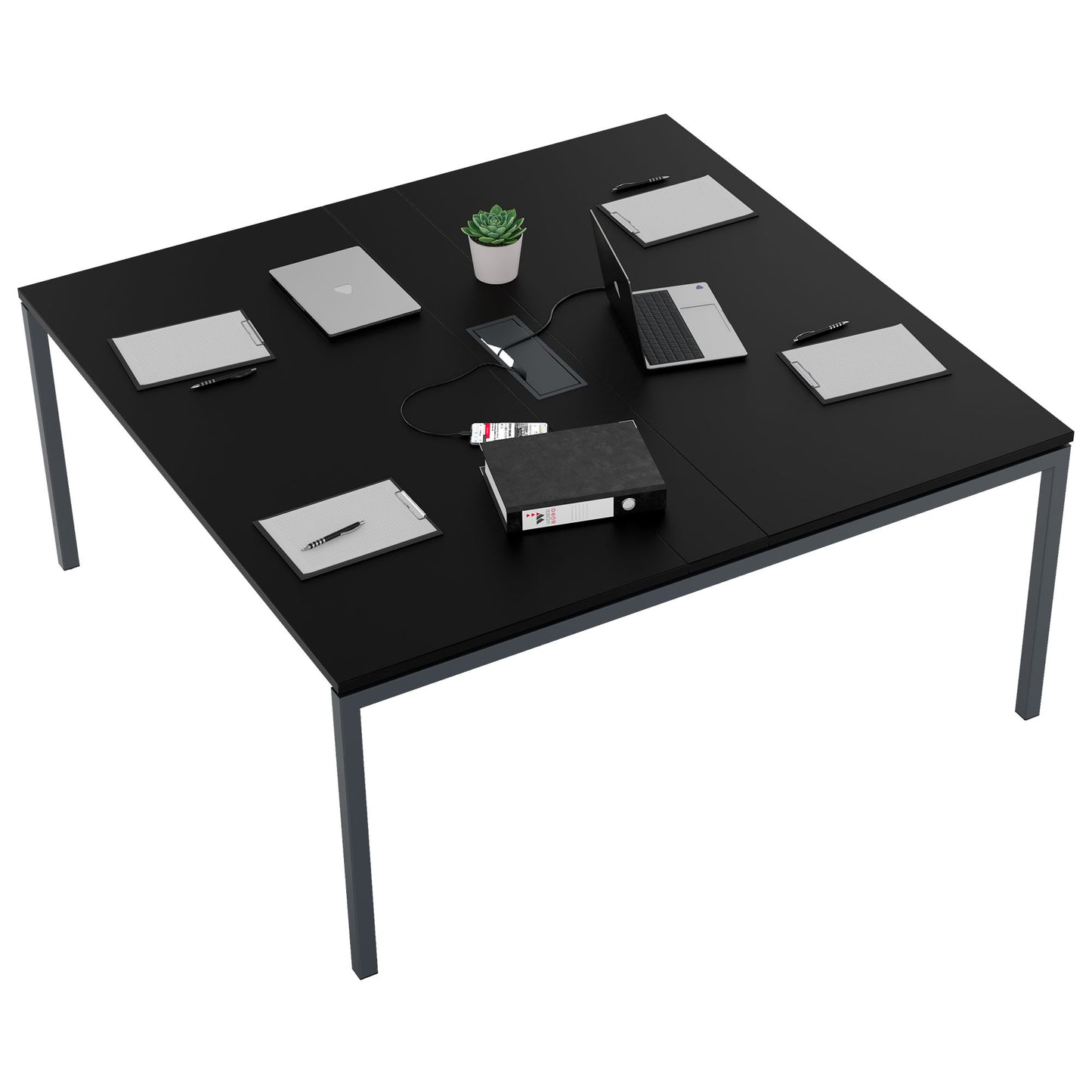 NOVA Konferenztisch | 1600 x 1640 mm (6 - 8 Personen), elektrifiziert, Schwarz