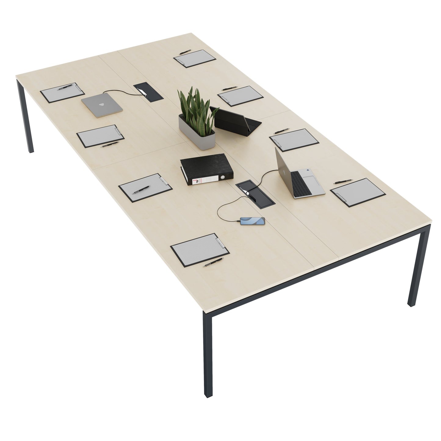 NOVA Konferenztisch | 3200 x 1640 mm (10 - 12 Personen), elektrifiziert, Ahorn