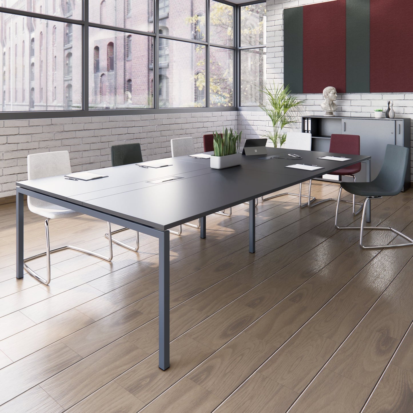 NOVA Conference table | 3200 x 1640 mm (10 - 12 people), electrified, anthracite
