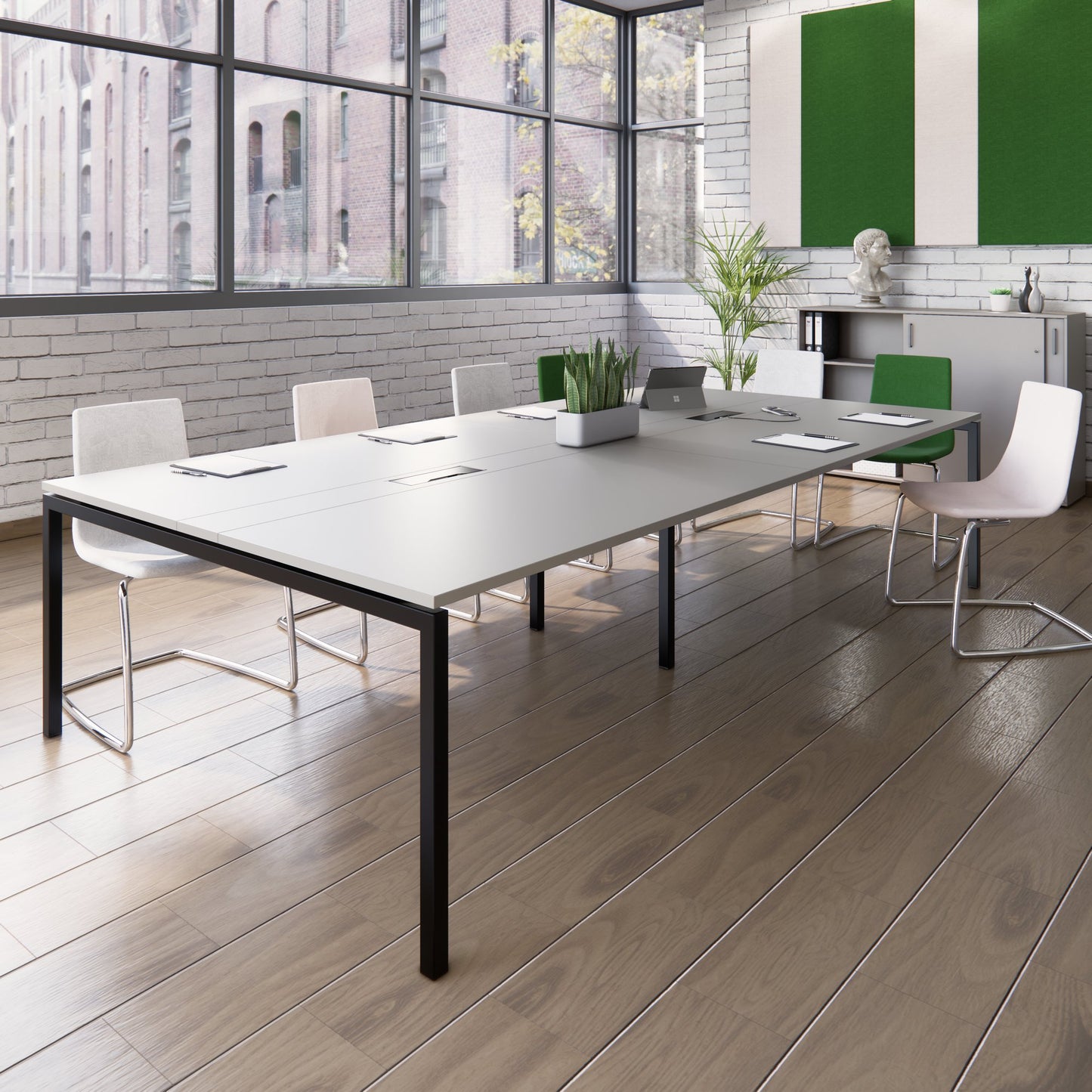 NOVA Conference table | 3200 x 1640 mm (10 - 12 people), electrified, cubanite gray
