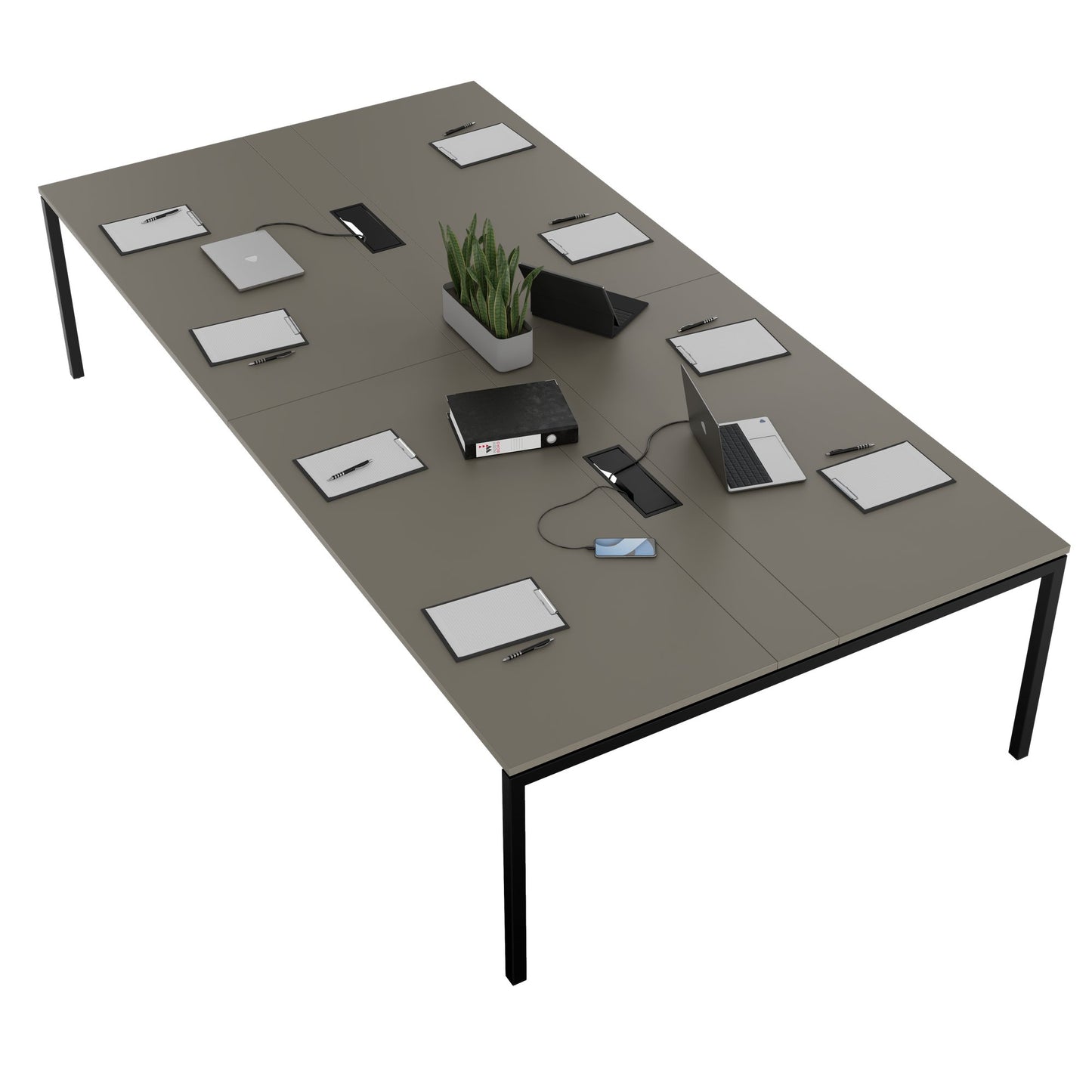 NOVA Conference table | 3200 x 1640 mm (10 - 12 people), electrified, cubanite gray