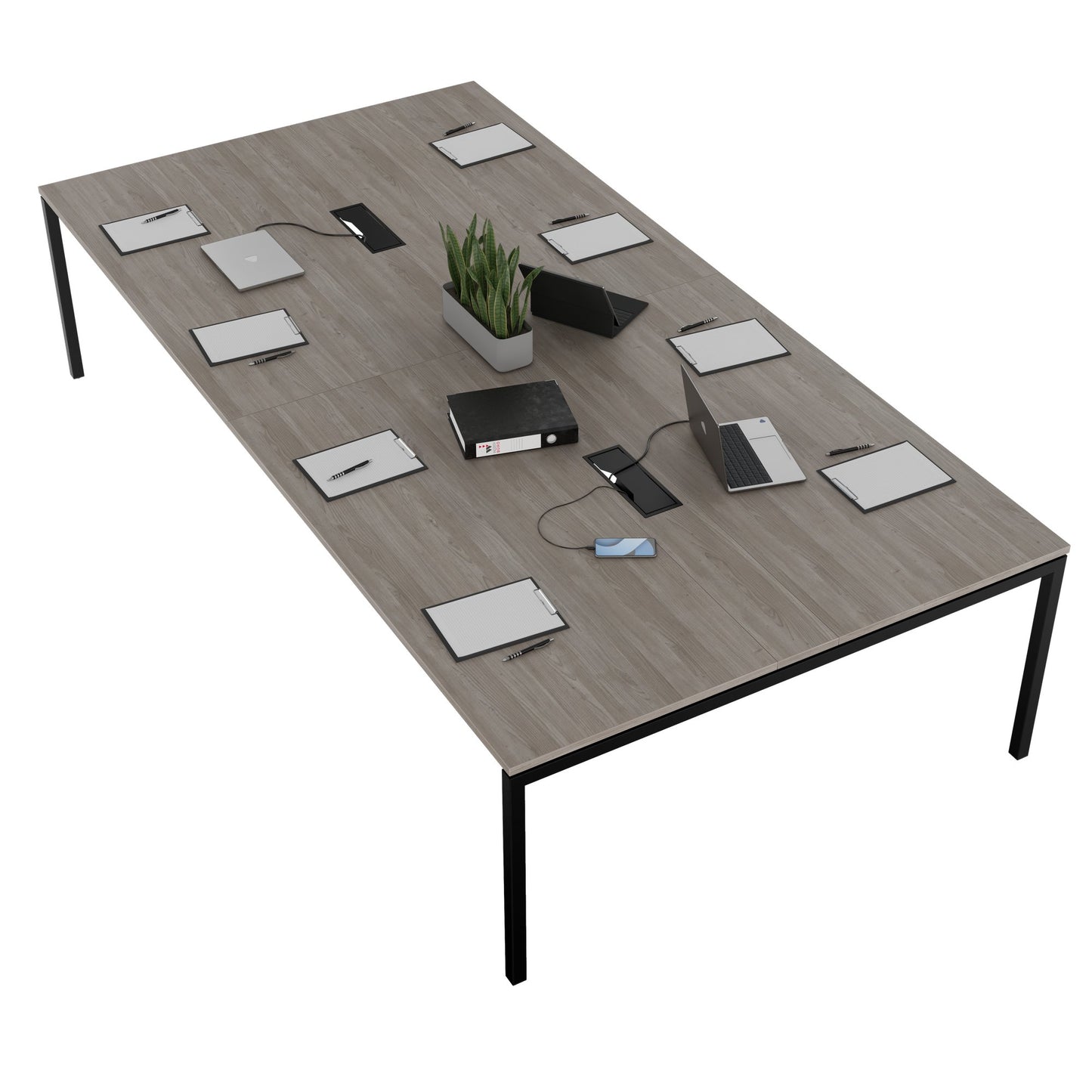 NOVA Conference table | 3200 x 1640 mm (10 - 12 people), electrified, north oak gray