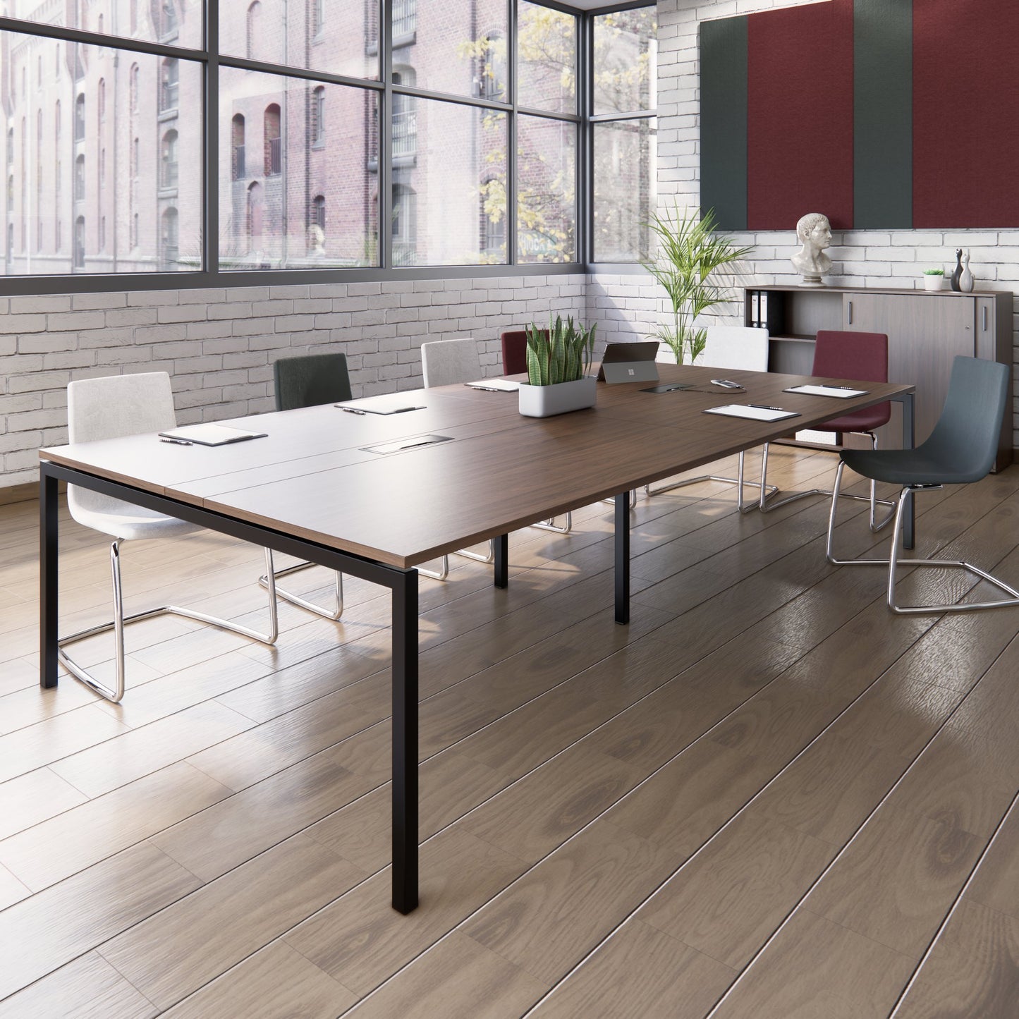 NOVA Tableau de conférence | 3200 x 1640 mm (10 - 12 personnes), électrifié, noix